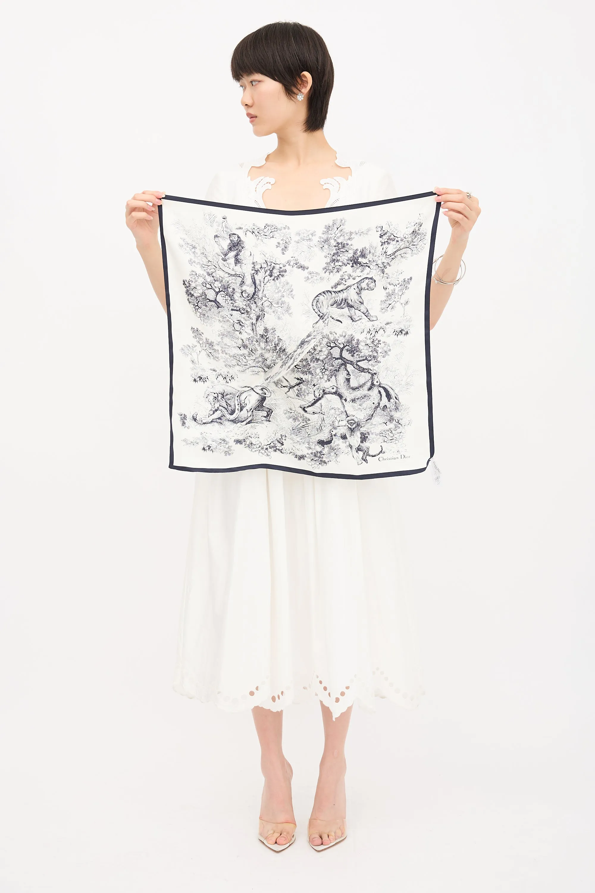 Silk Toile De Jouy Scarf Visor sold by VSP Consignment product image thumbnail 2