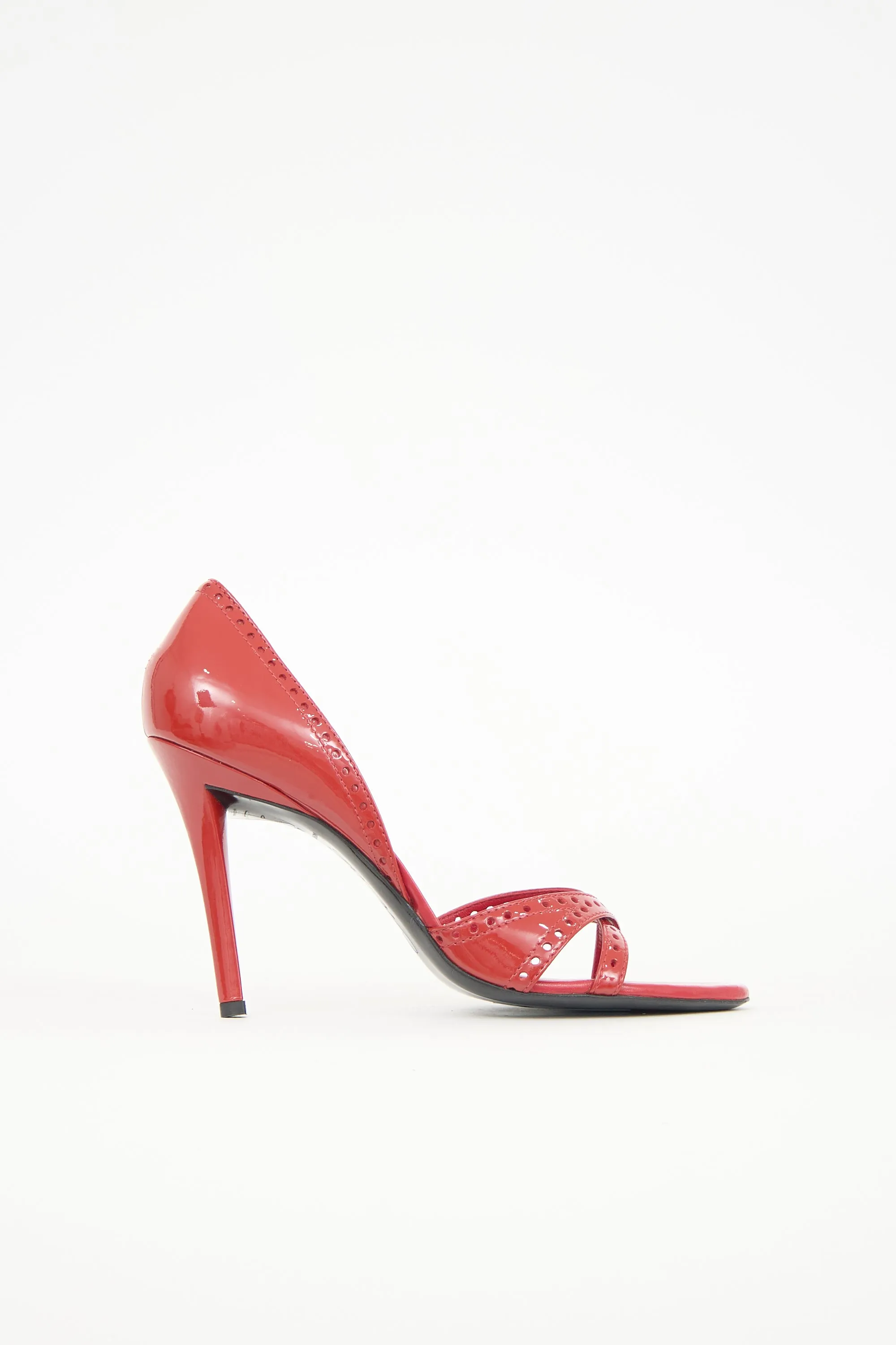 Patent Perforated Trim Sandal sold by VSP Consignment