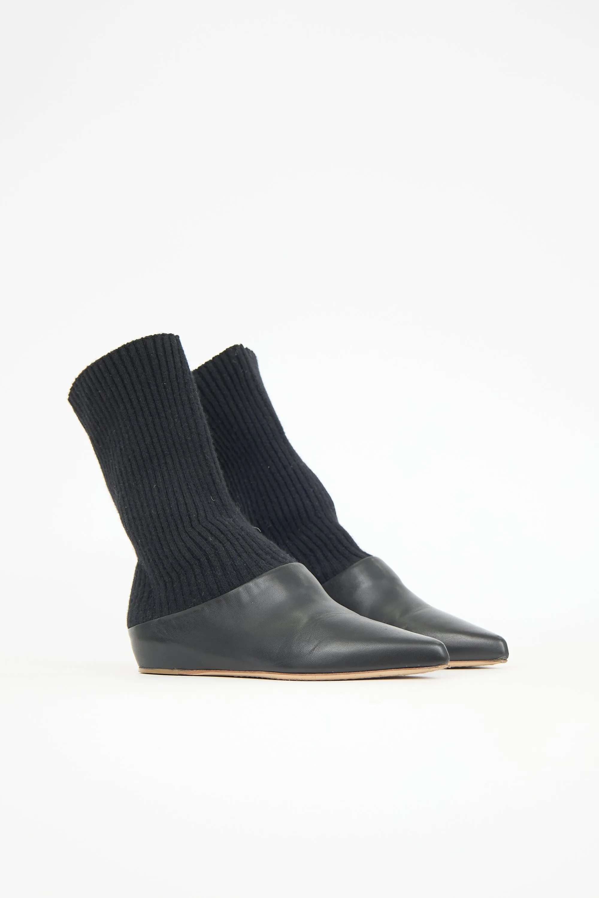 Leather & Knit Sock Boot sold by VSP Consignment product image thumbnail 2