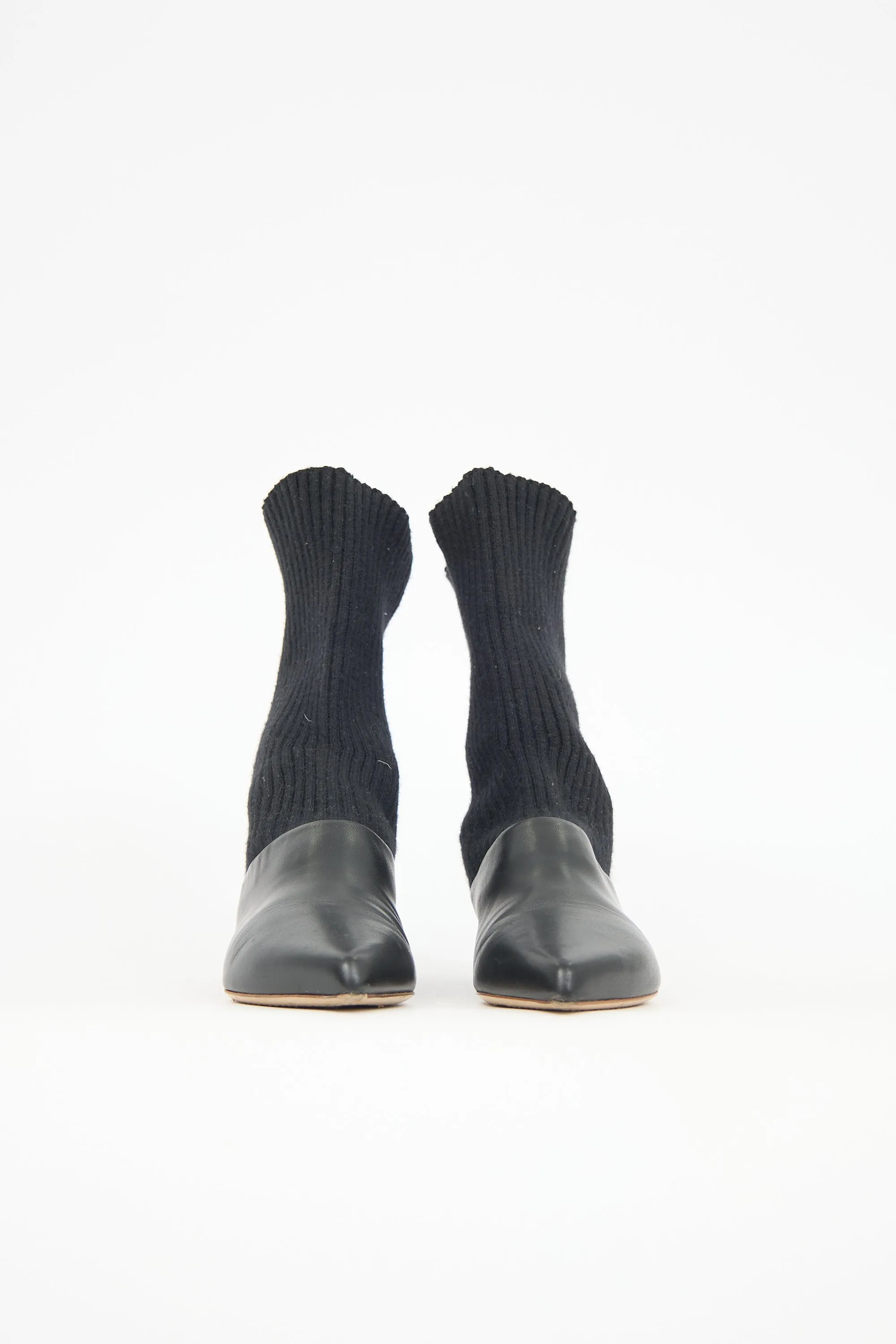 Leather & Knit Sock Boot sold by VSP Consignment product image thumbnail 3