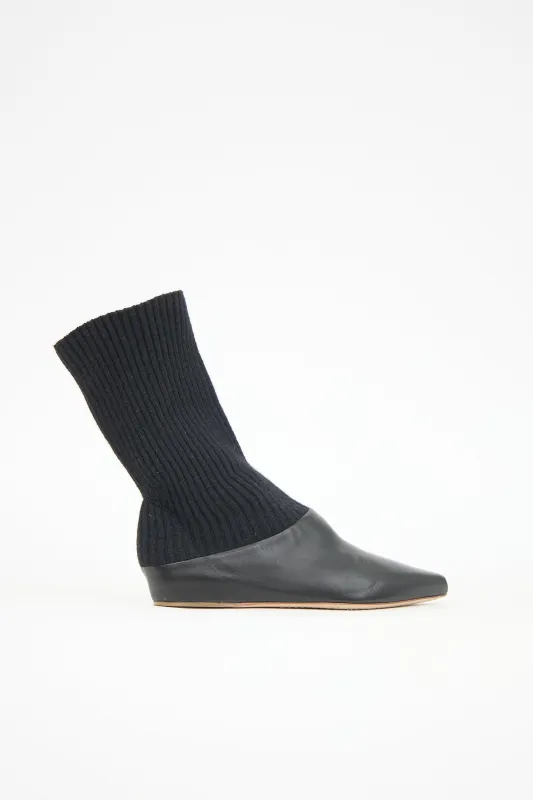 Leather & Knit Sock Boot sold by VSP Consignment