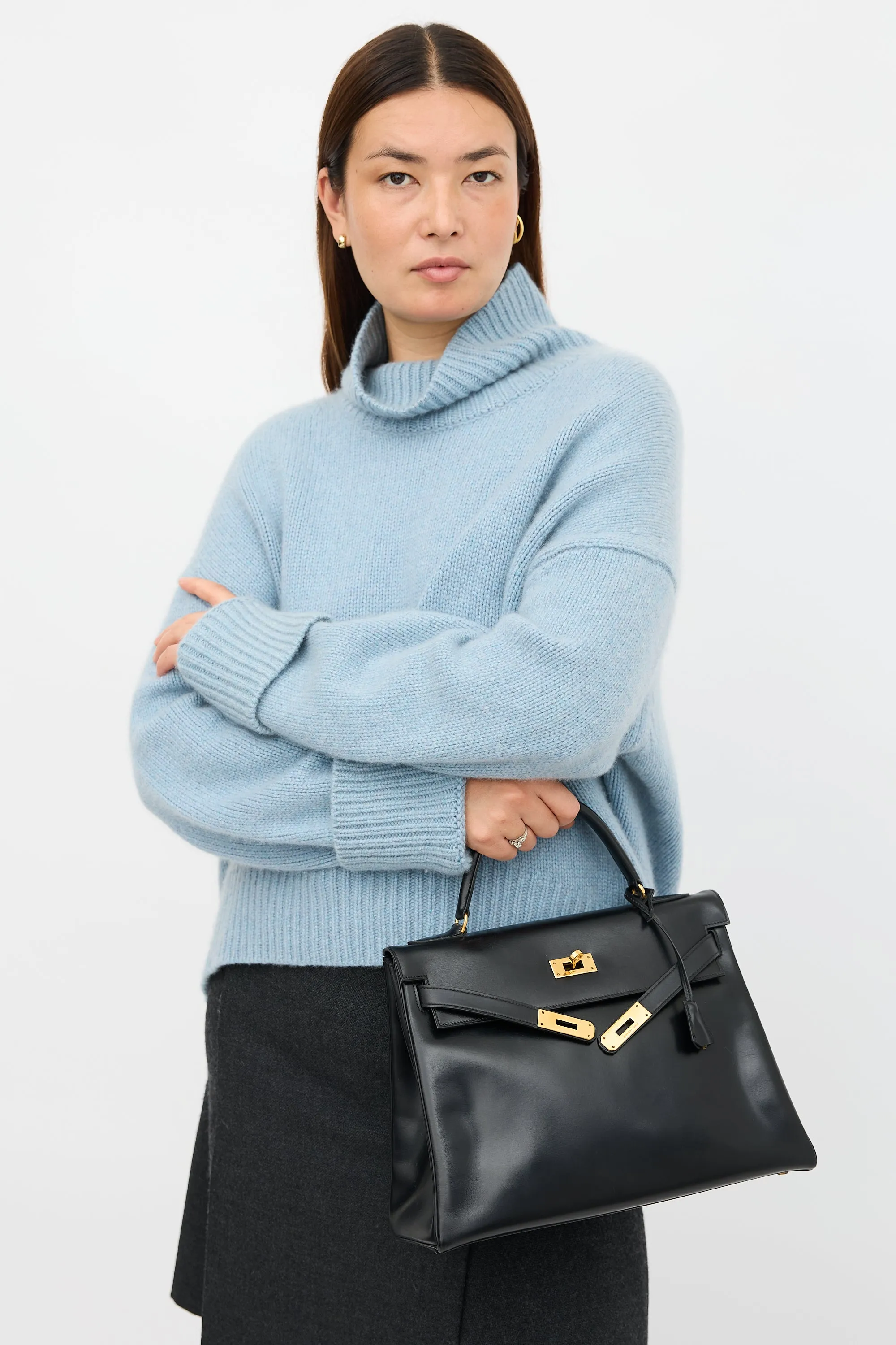 Vintage Noir H Box Kelly Sellier 32 Bag sold by VSP Consignment