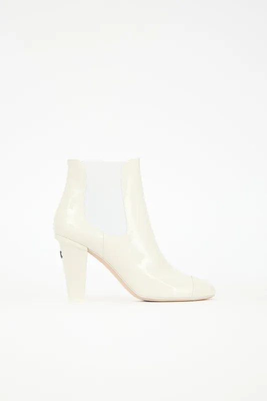 Patent CC Chelsea Boot made by Chanel