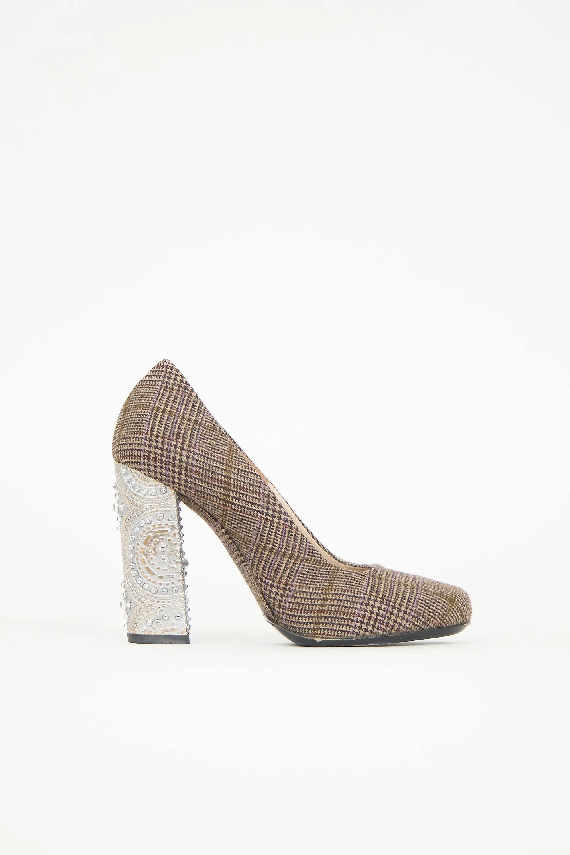 Wool Embellished Check Pump sold by VSP Consignment