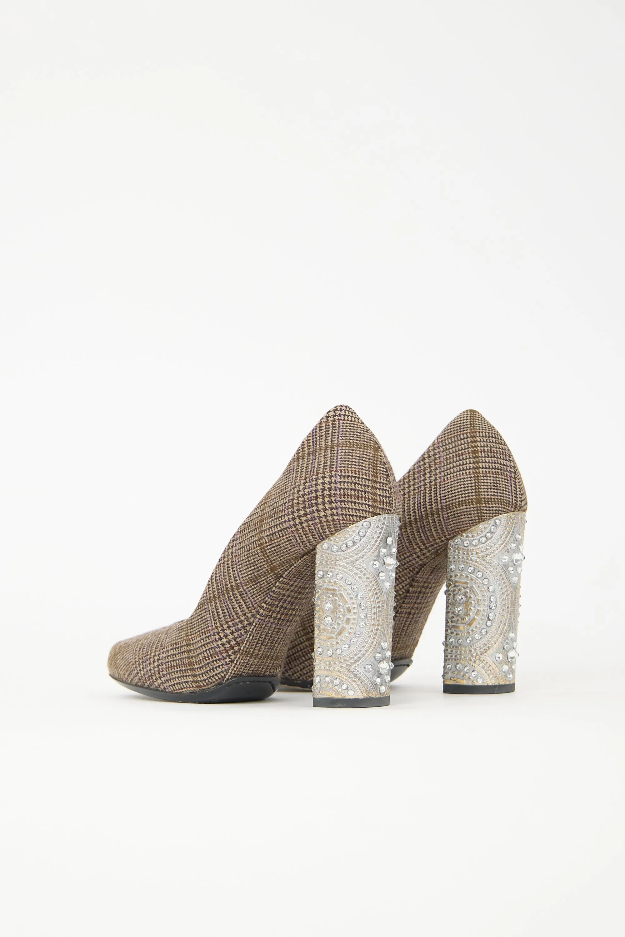 Wool Embellished Check Pump sold by VSP Consignment product image thumbnail 4