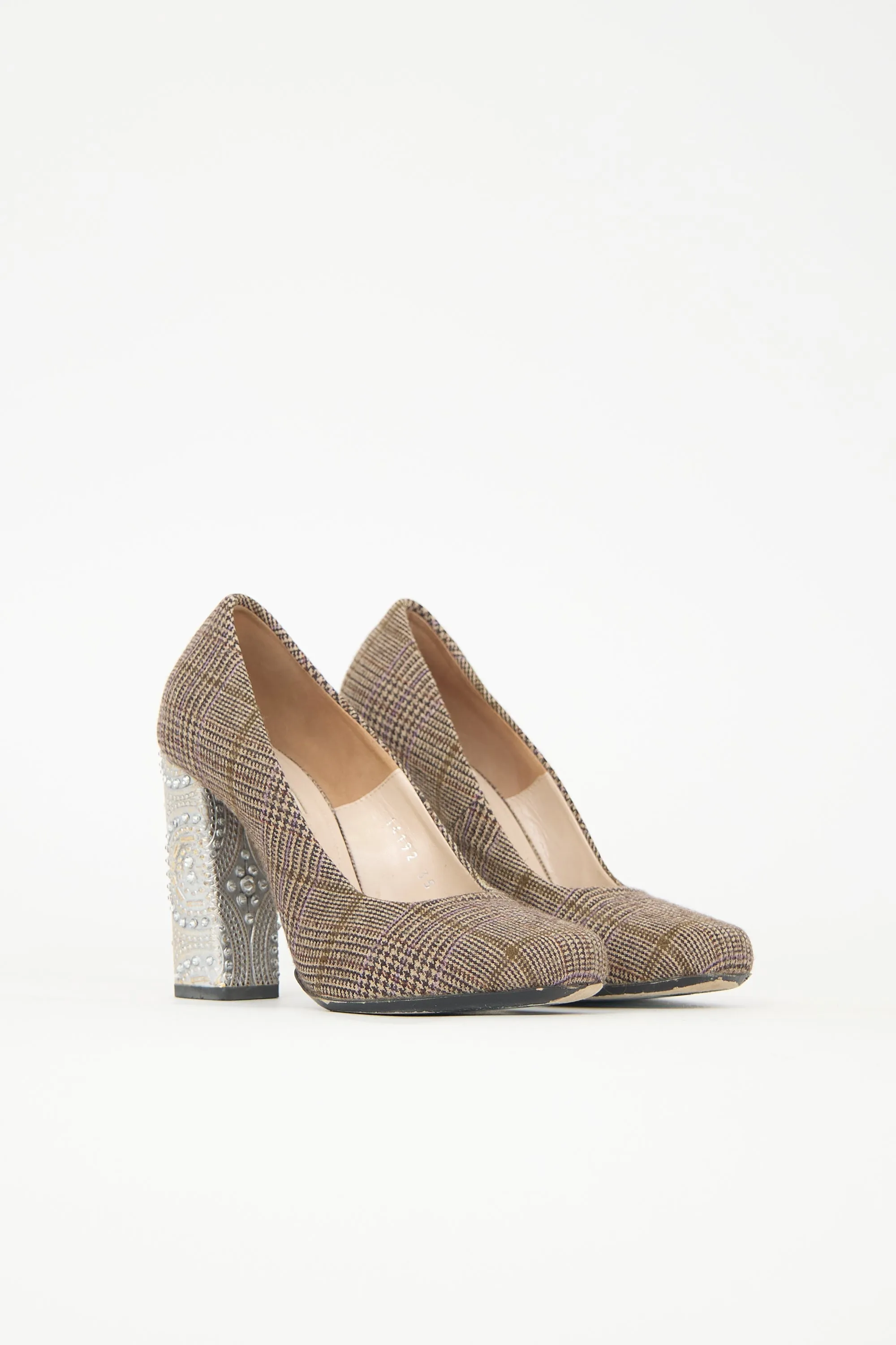 Wool Embellished Check Pump sold by VSP Consignment product image thumbnail 2