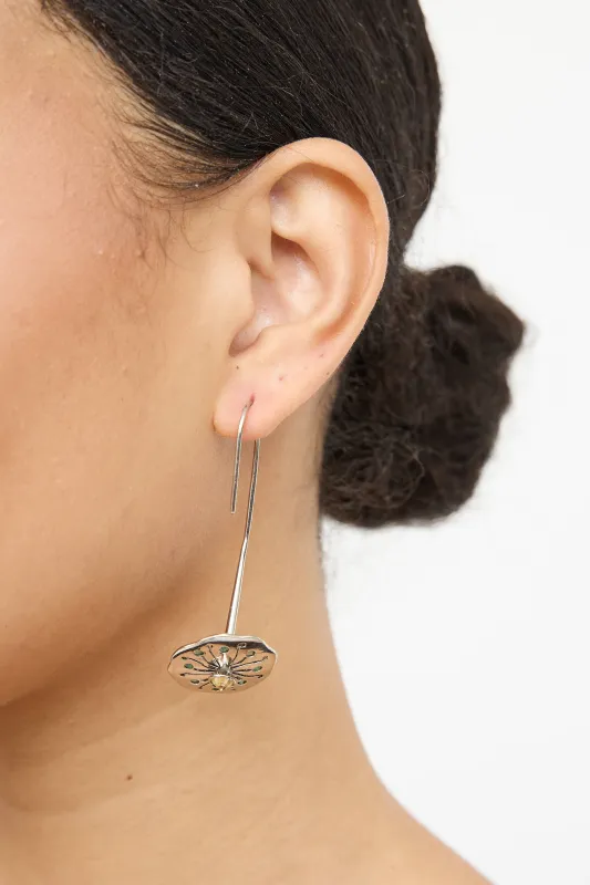Sterling Silver Emerald & Moissanites Drop Earrings made by VSP Consignment