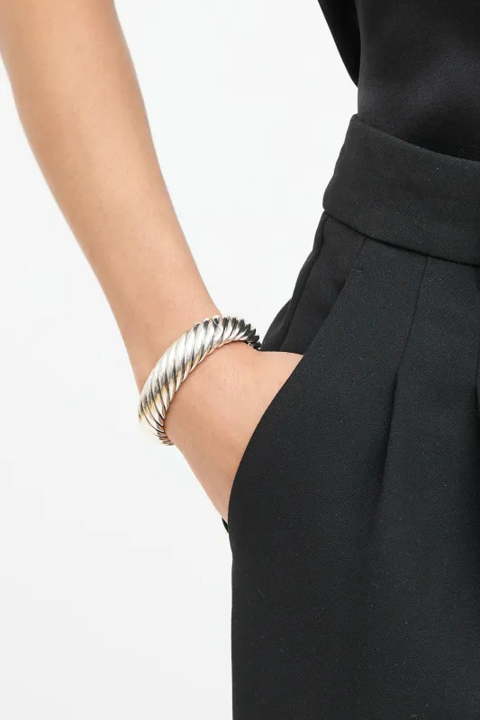 Sterling Silver & 18K Gold Wide Waverly Cable Cuff made by David Yurman