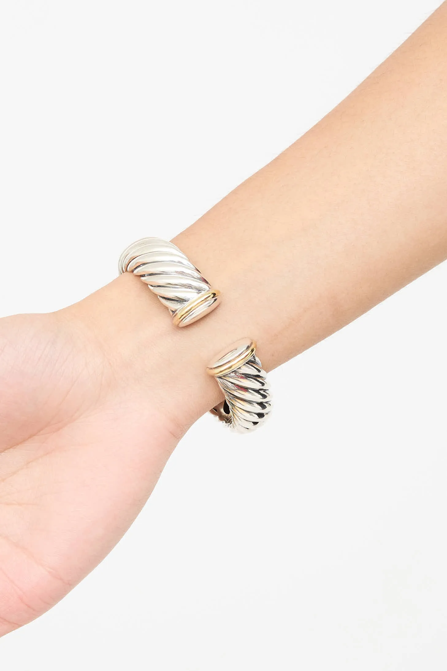 Sterling Silver & 18K Gold Wide Waverly Cable Cuff sold by VSP Consignment product image thumbnail 3