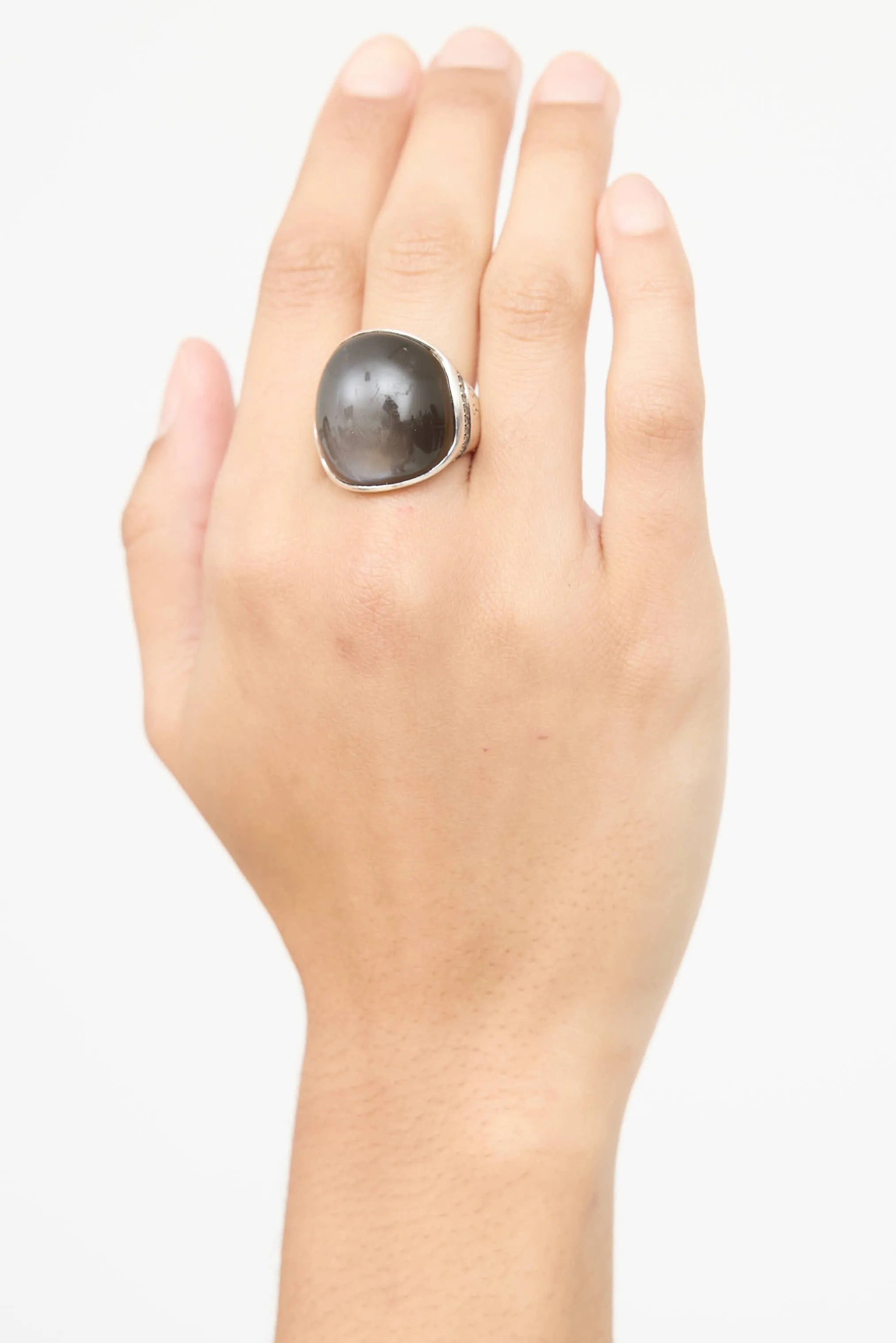 Sterling Silver Moonstone Diamond Bamboo Ring sold by VSP Consignment product image thumbnail 3