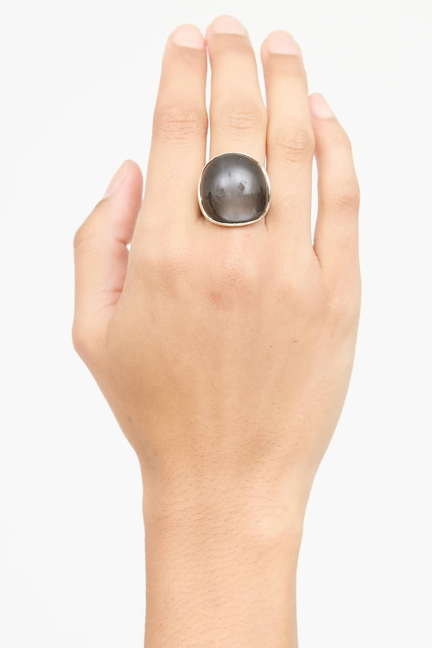 Sterling Silver Moonstone Diamond Bamboo Ring sold by VSP Consignment