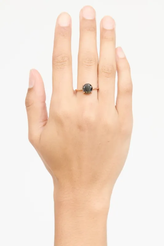 14K Rose Gold Solitare Black Diamond Ring made by VSP Consignment
