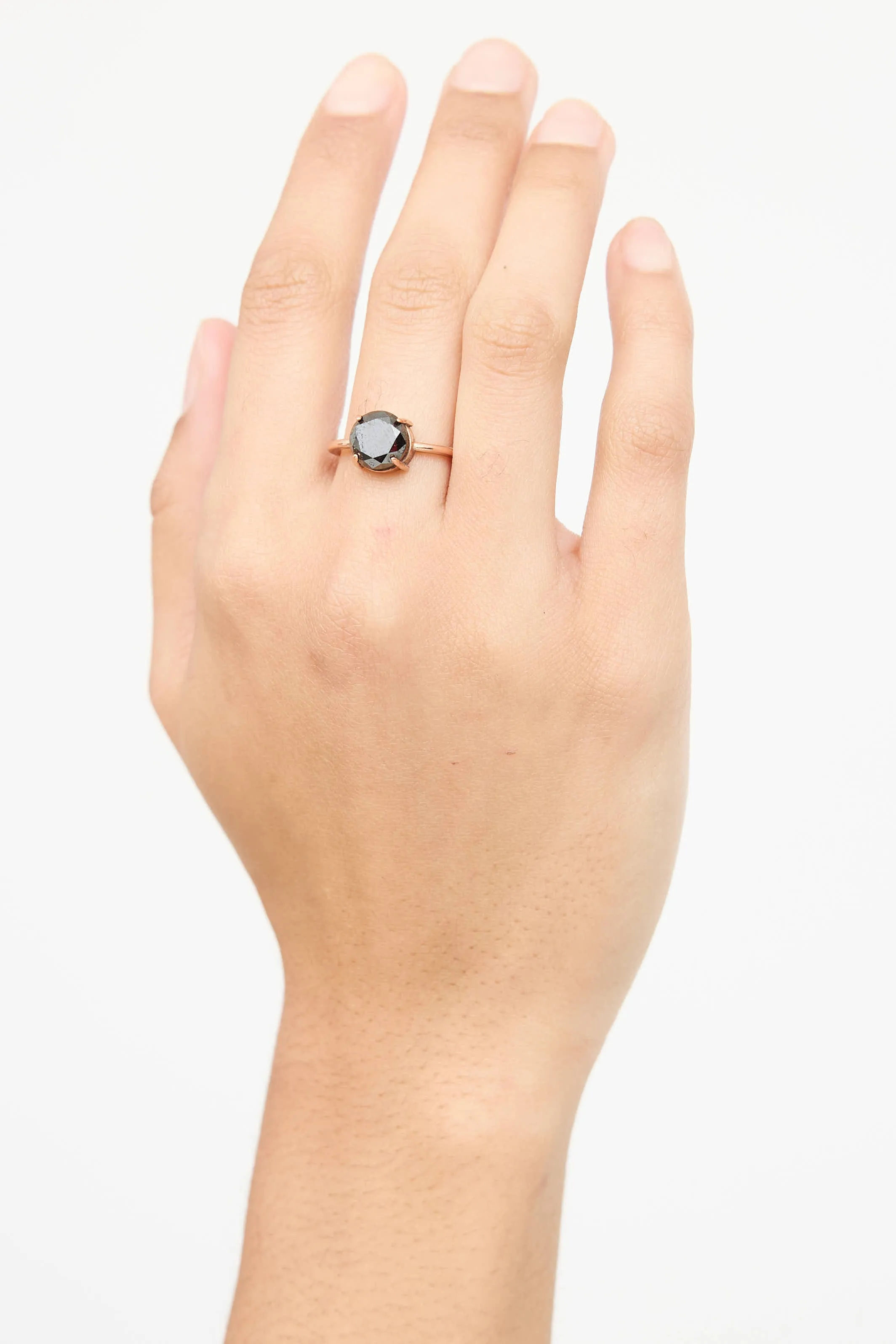 14K Rose Gold Solitare Black Diamond Ring sold by VSP Consignment product image thumbnail 3