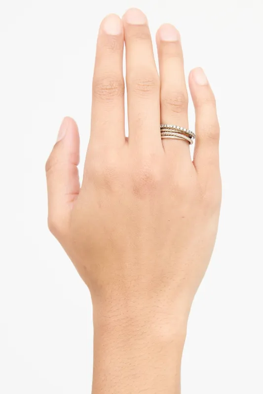 Sterling Silver Diamond crossover Ring made by David Yurman