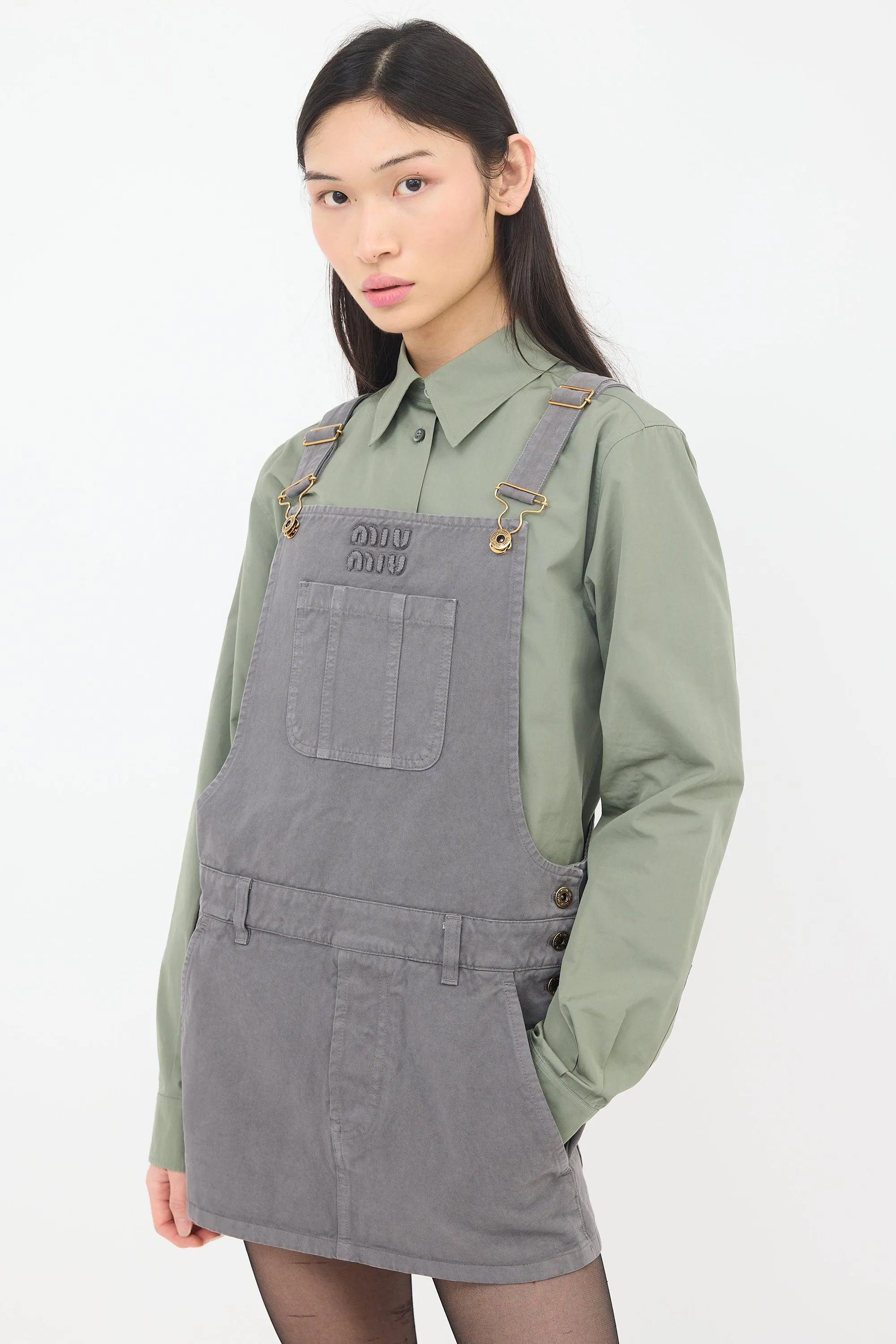 Gabardine Overall Mini Dress sold by VSP Consignment product image thumbnail 3