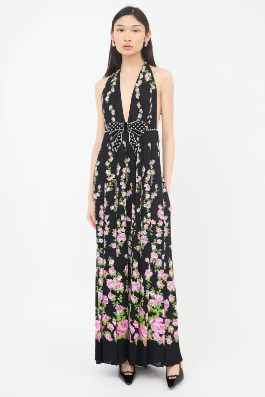 FW 2017 Floral Brocade Halter Dress sold by VSP Consignment