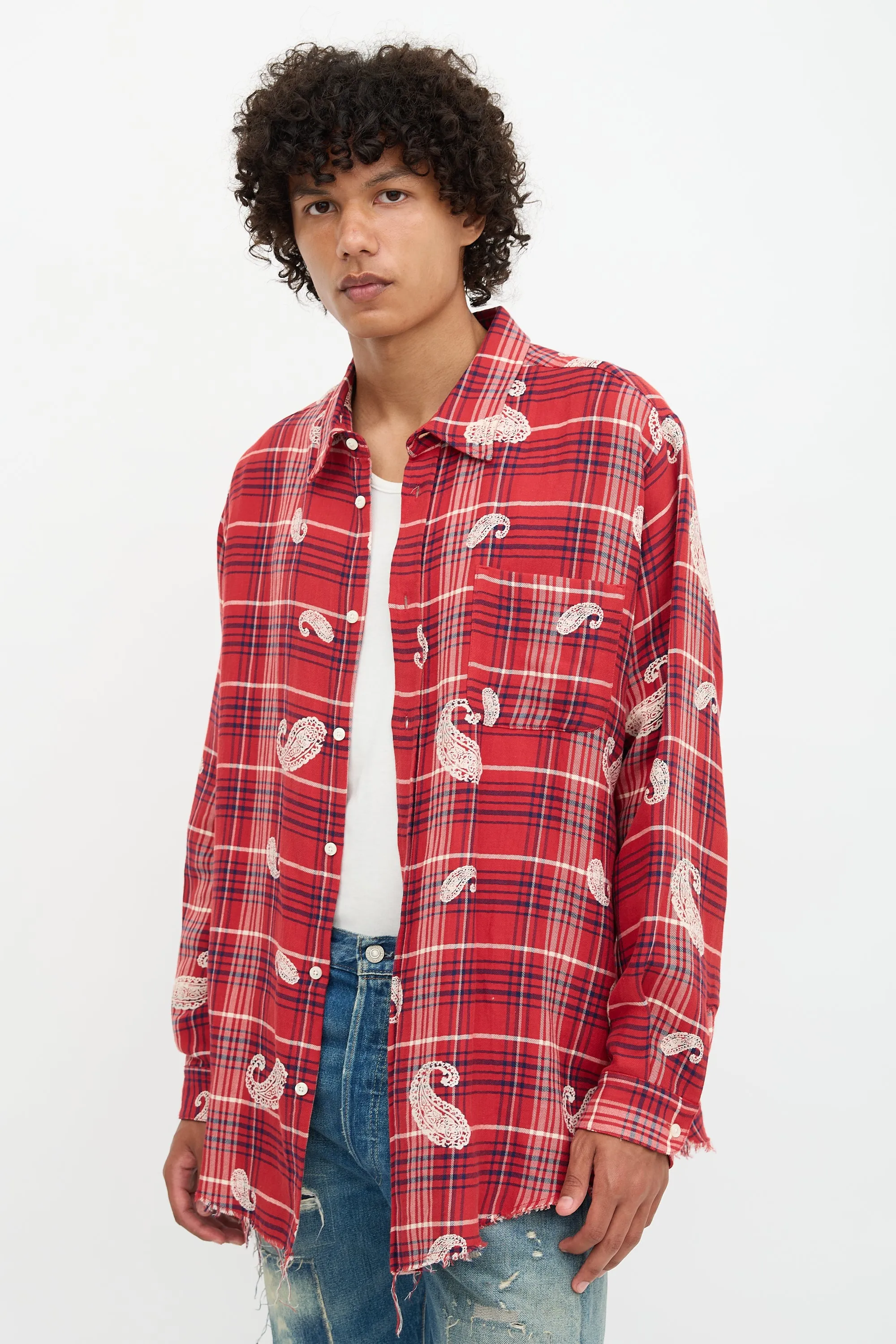 Paisley Check Printed Shirt sold by VSP Consignment product image thumbnail 4