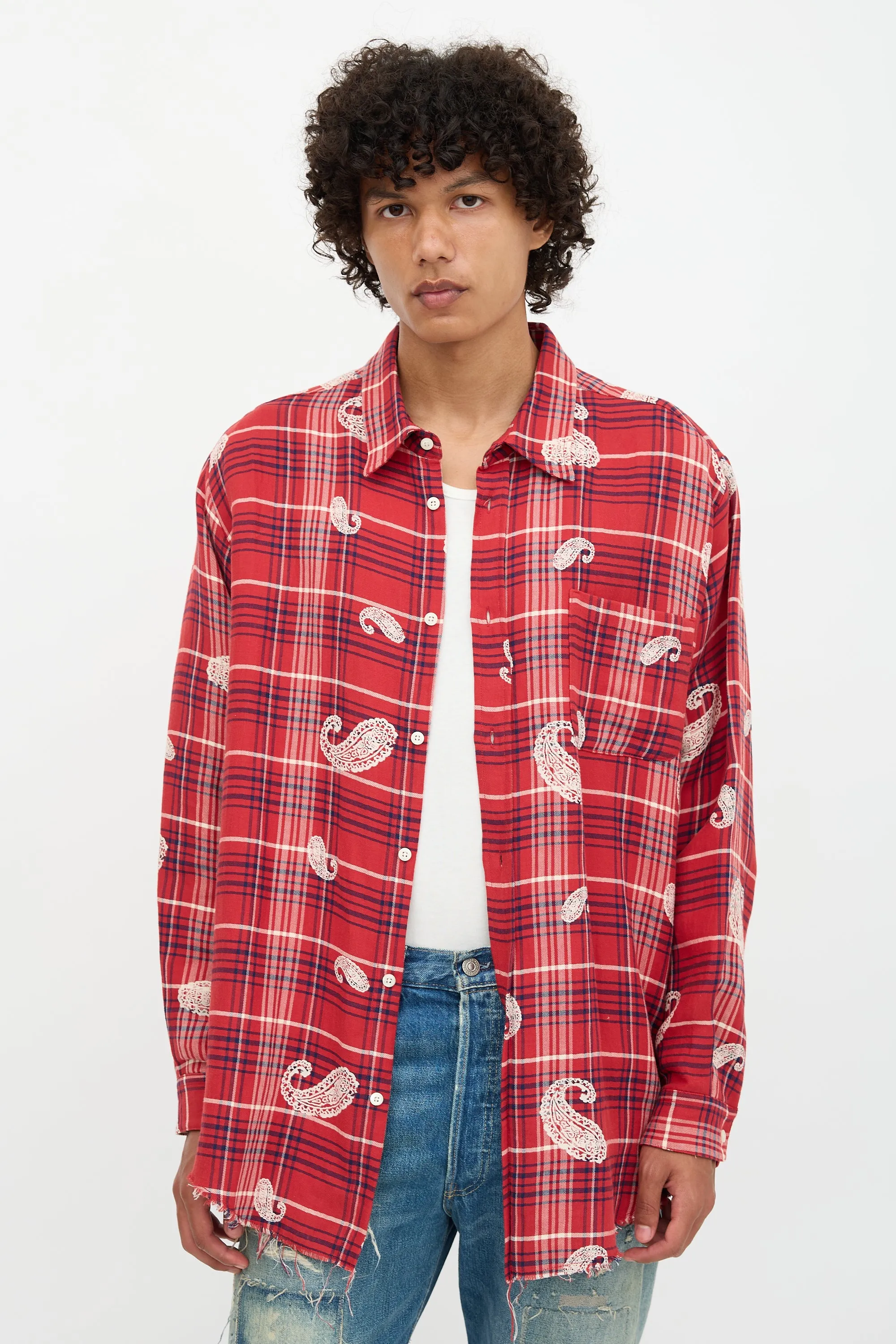 Paisley Check Printed Shirt sold by VSP Consignment product image thumbnail 3