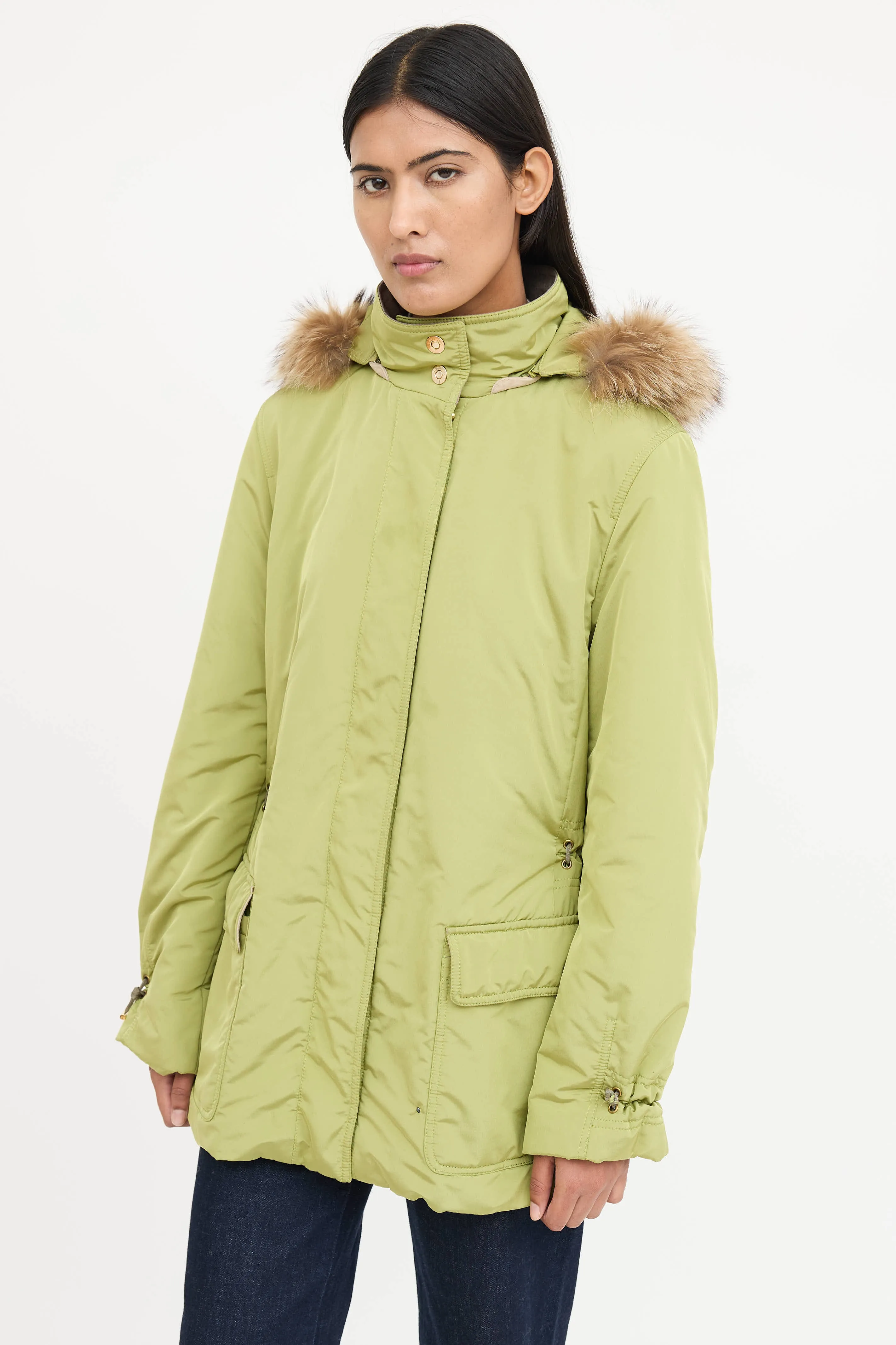 Nylon Hooded Fur Jacket sold by VSP Consignment product image thumbnail 3