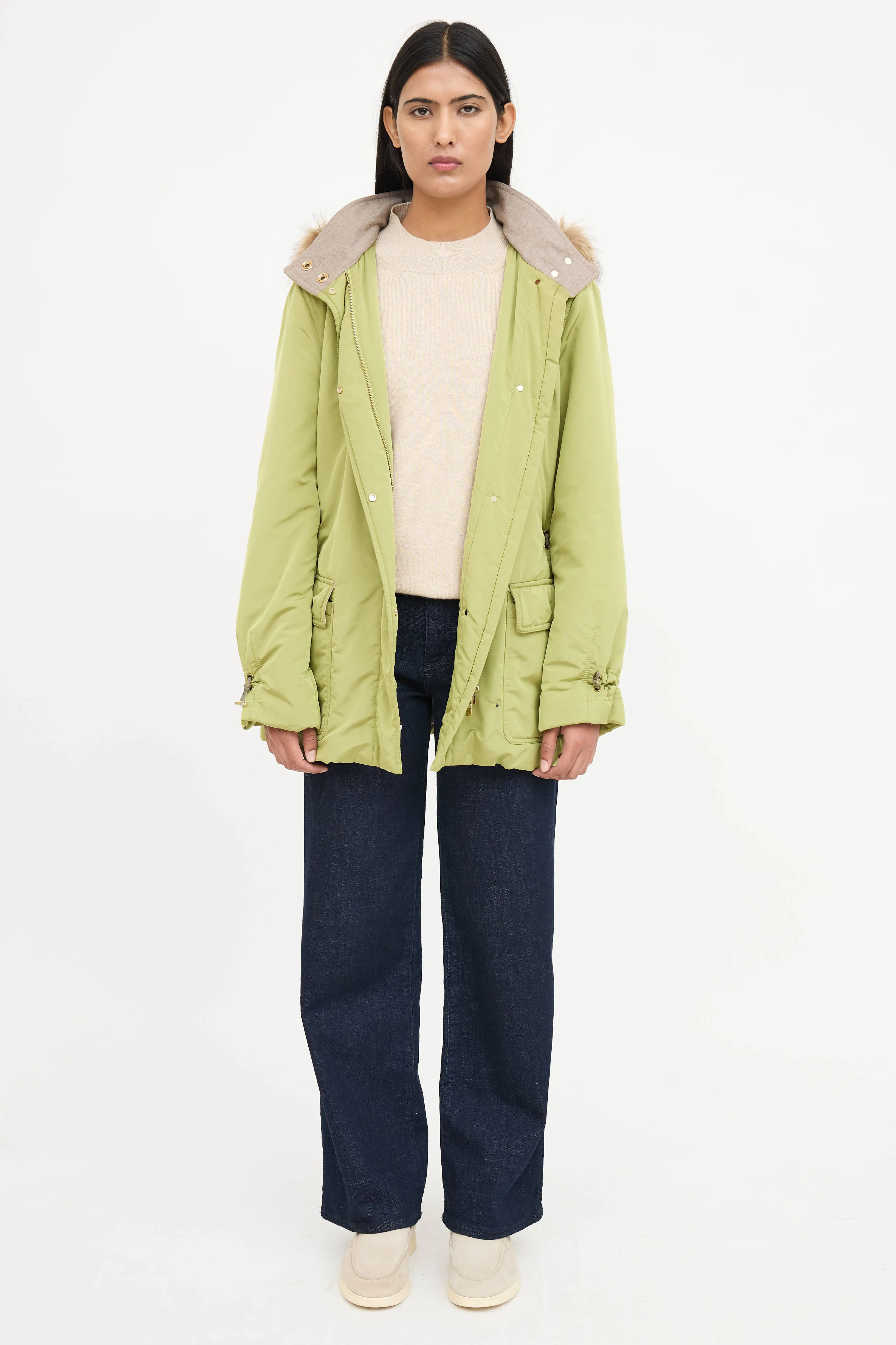 Nylon Hooded Fur Jacket sold by VSP Consignment product image thumbnail 2