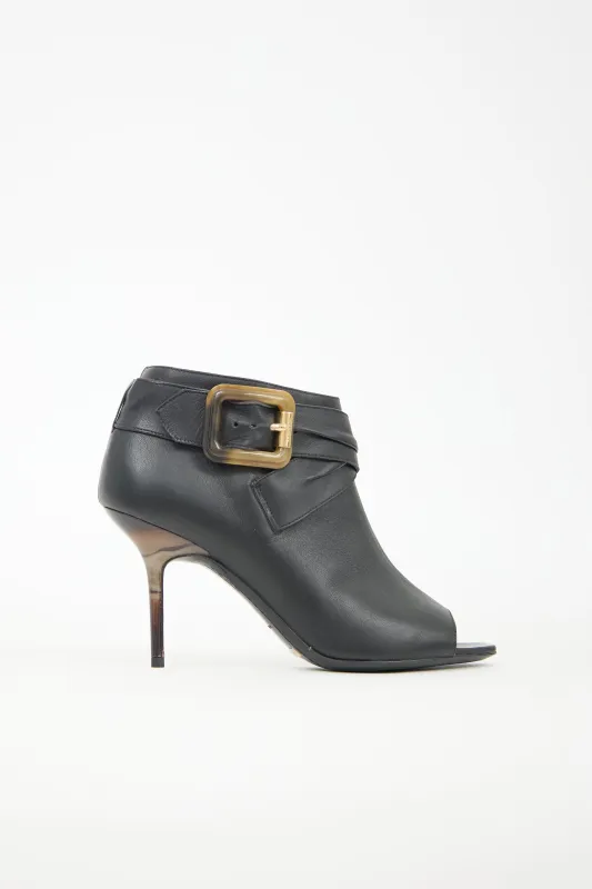Leather Buckle Bootie sold by VSP Consignment