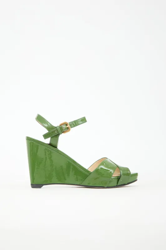Patent Wedge Sandal sold by VSP Consignment
