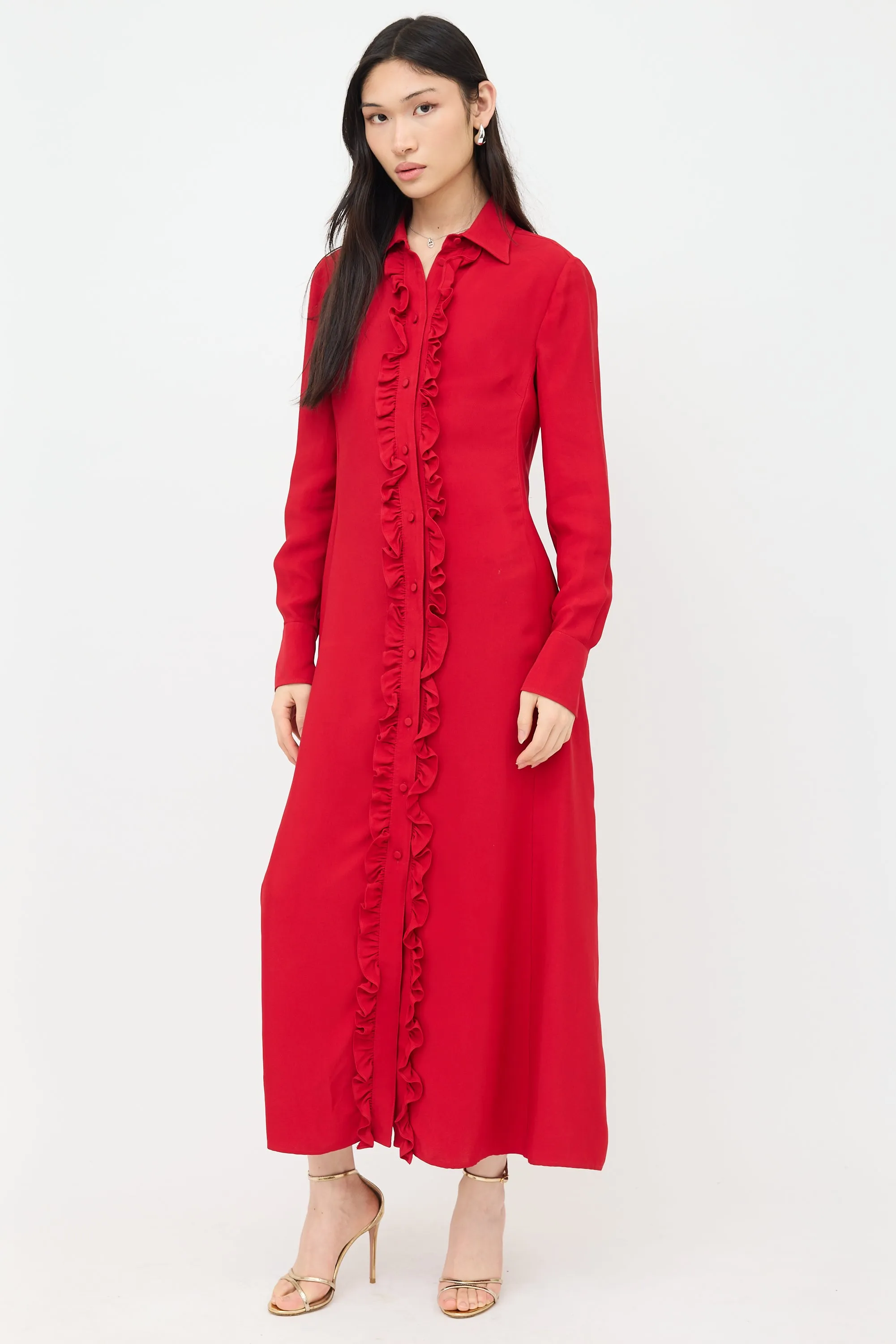 Ruffled Shirt Dress sold by VSP Consignment product image thumbnail 2