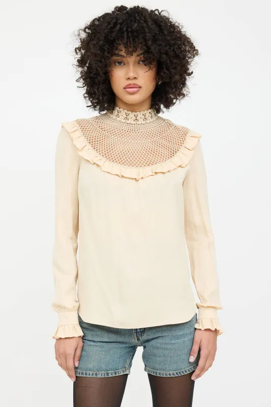 Silk Crochet Lace Blouse sold by VSP Consignment