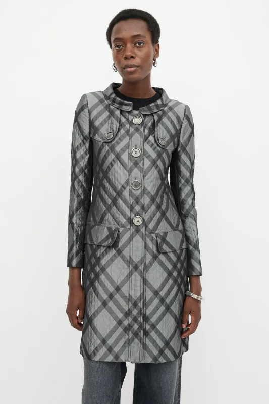 Satin Quilted Check Coat sold by VSP Consignment