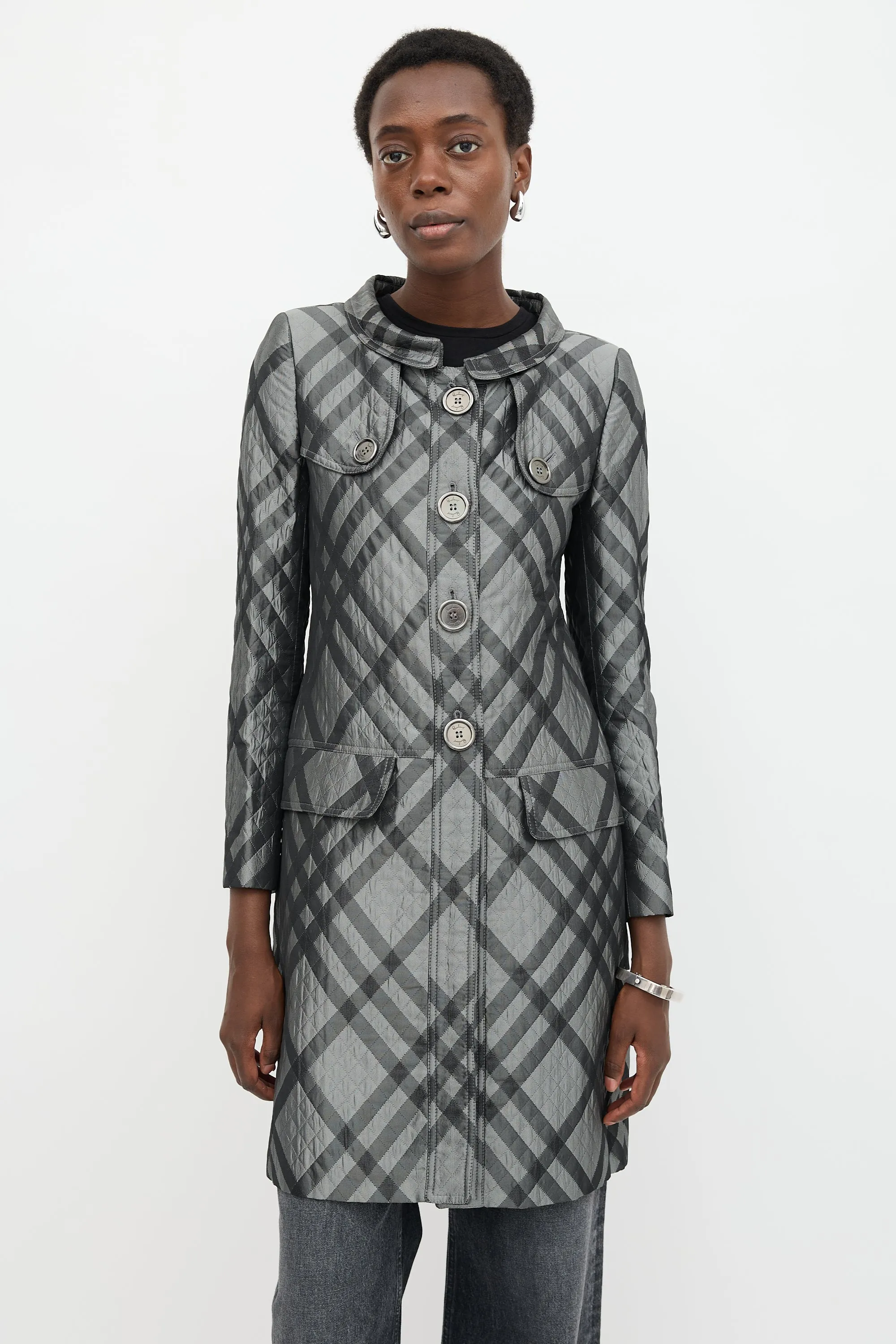 Satin Quilted Check Coat sold by VSP Consignment