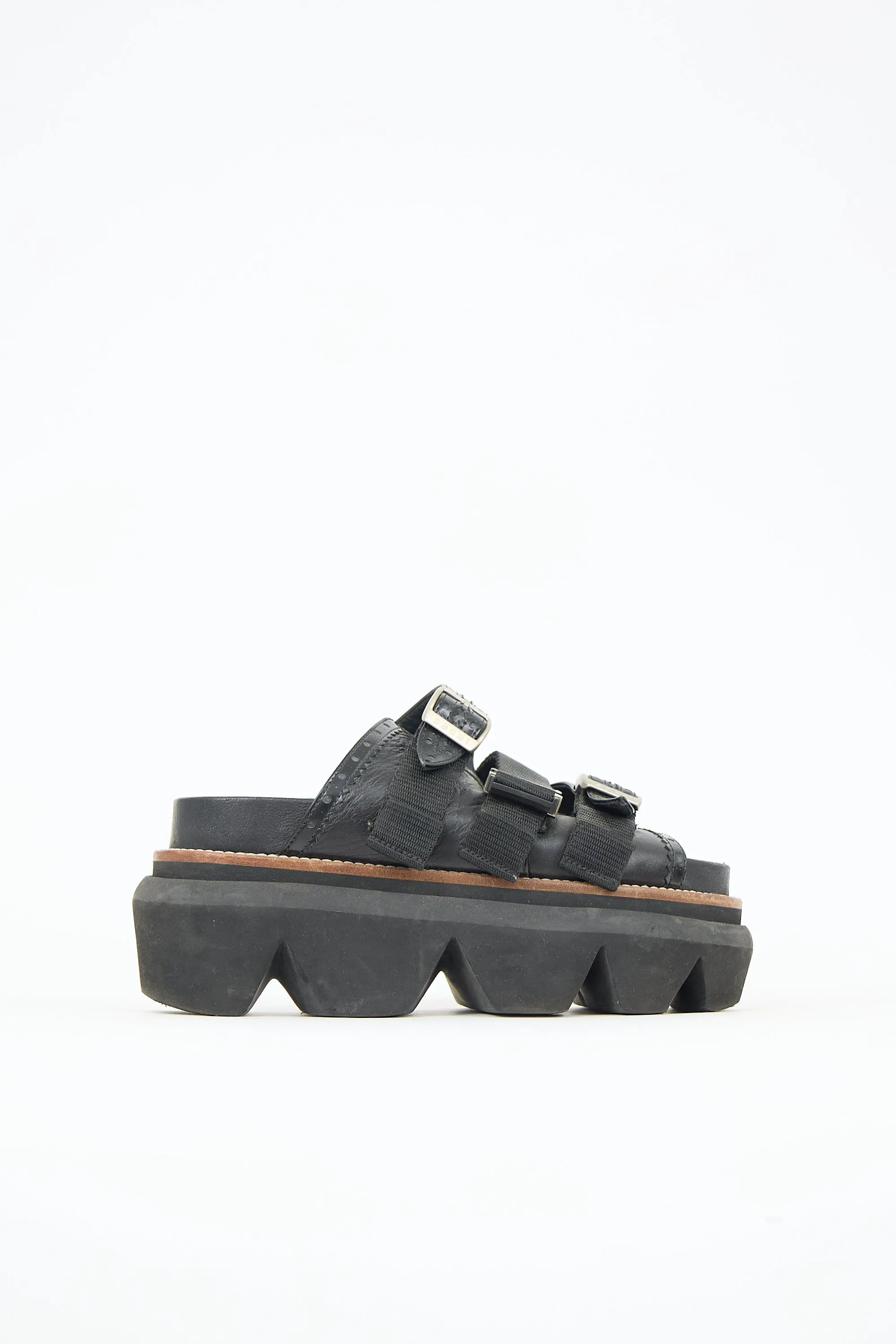 Leather Belt Platform Slide sold by VSP Consignment
