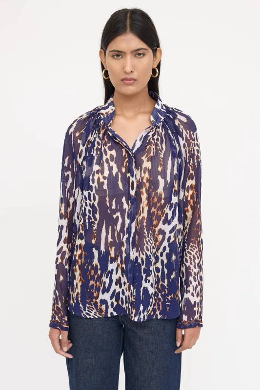 Sheer Patterned Blouse sold by VSP Consignment