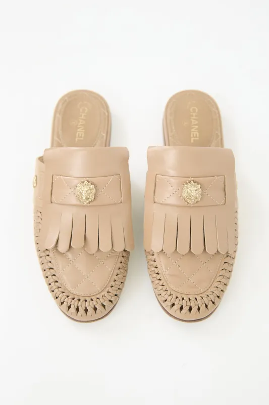 2018 Leather Fringe CC Mule made by Chanel