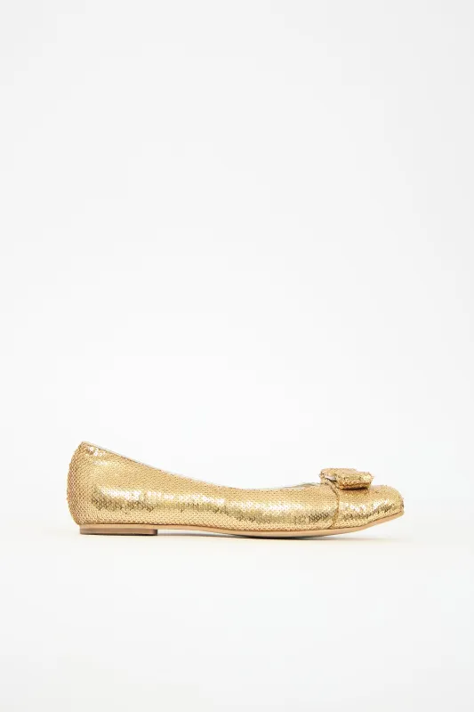 Sequin Vara Bow Flat sold by VSP Consignment