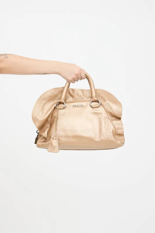 FW 2008 Metallic Nappa Ruffle Bauletto Bag sold by VSP Consignment