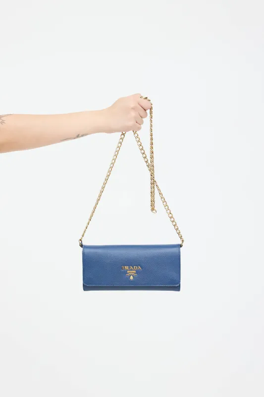 Saffiano Wallet On Chain sold by VSP Consignment