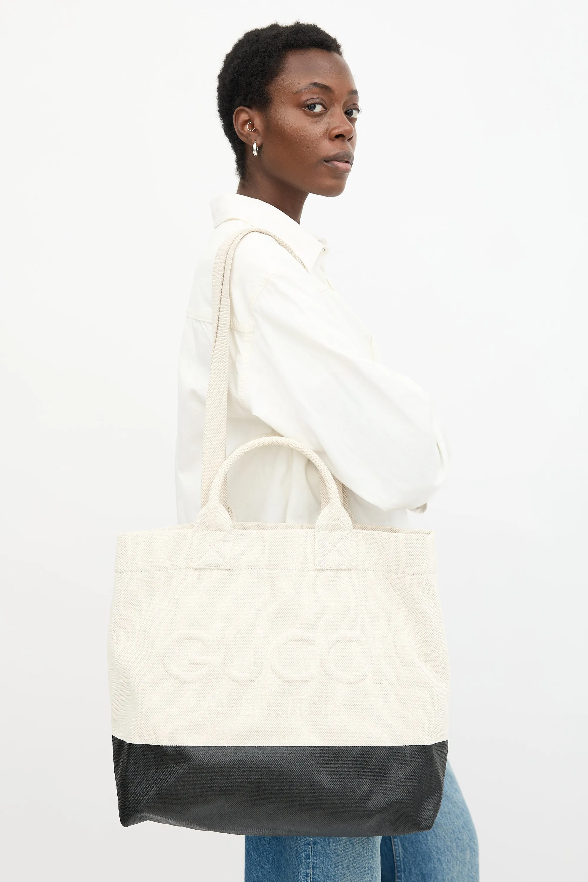 Canvas Embossed Logo Tote Bag sold by VSP Consignment product image thumbnail 3