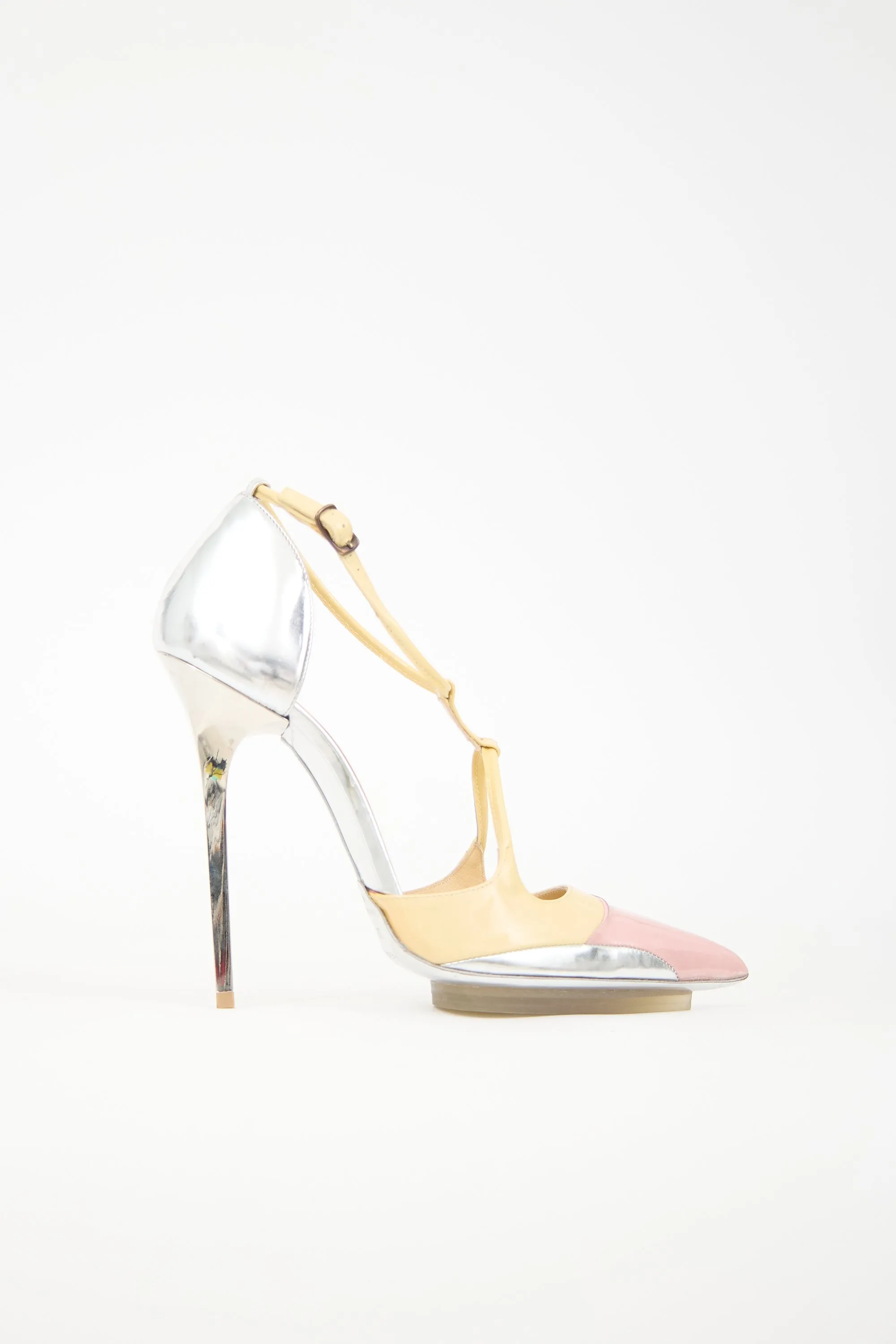 FW 2008 Patent & Metallic Leather Panel Heel sold by VSP Consignment