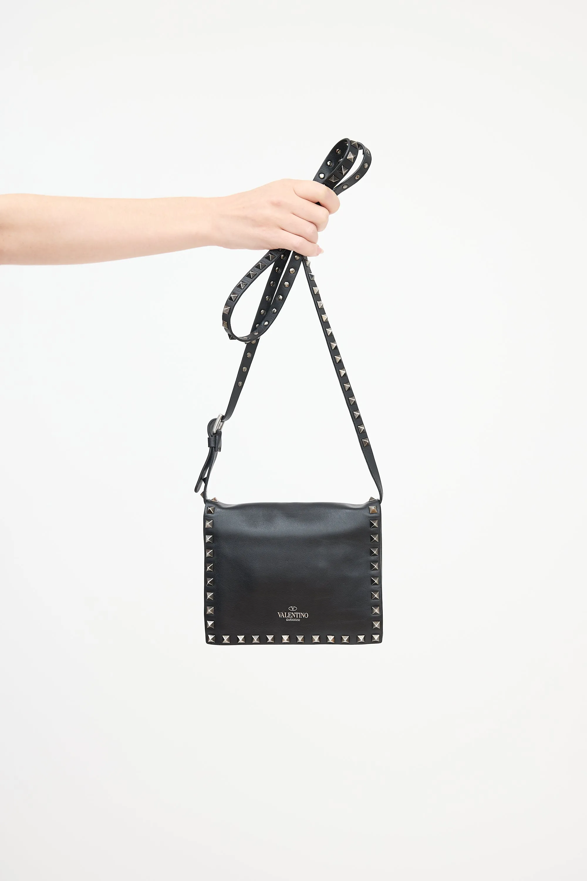 Leather Rockstud Crossbody Bag sold by VSP Consignment