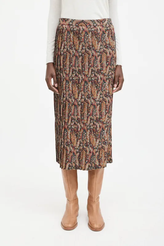 Wool Paisley Pleated Skirt sold by VSP Consignment