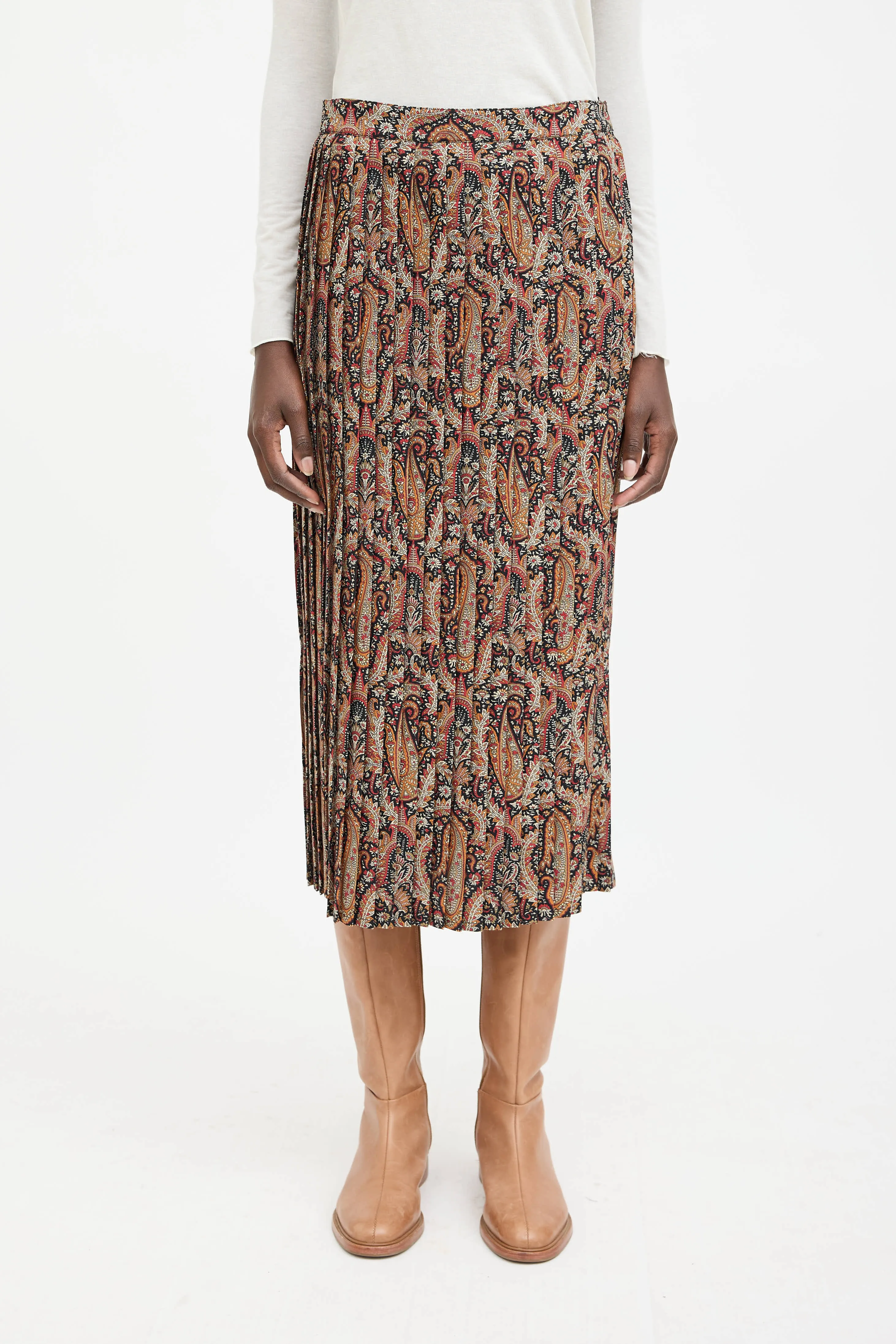 Wool Paisley Pleated Skirt sold by VSP Consignment