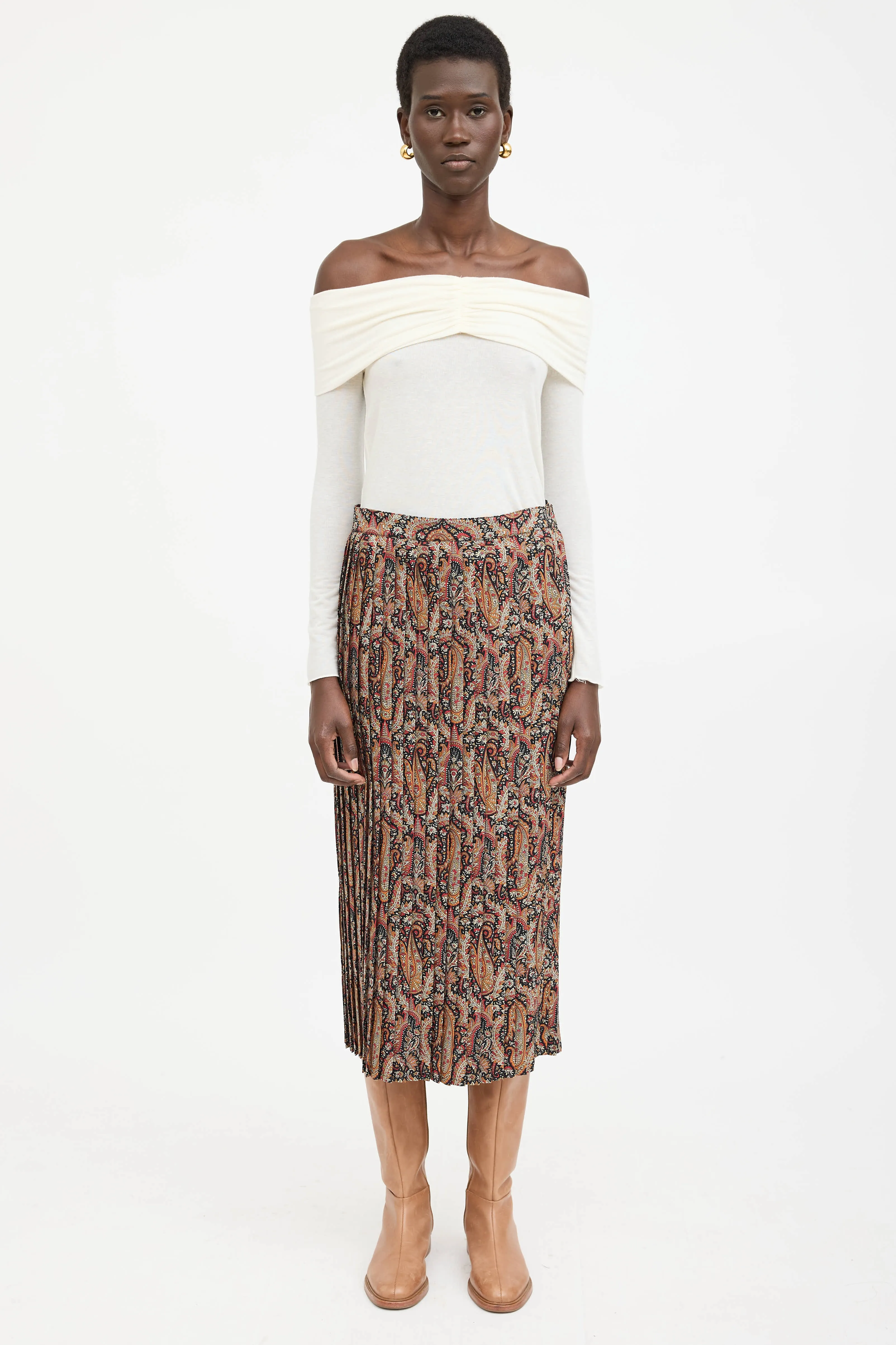 Wool Paisley Pleated Skirt sold by VSP Consignment product image thumbnail 2