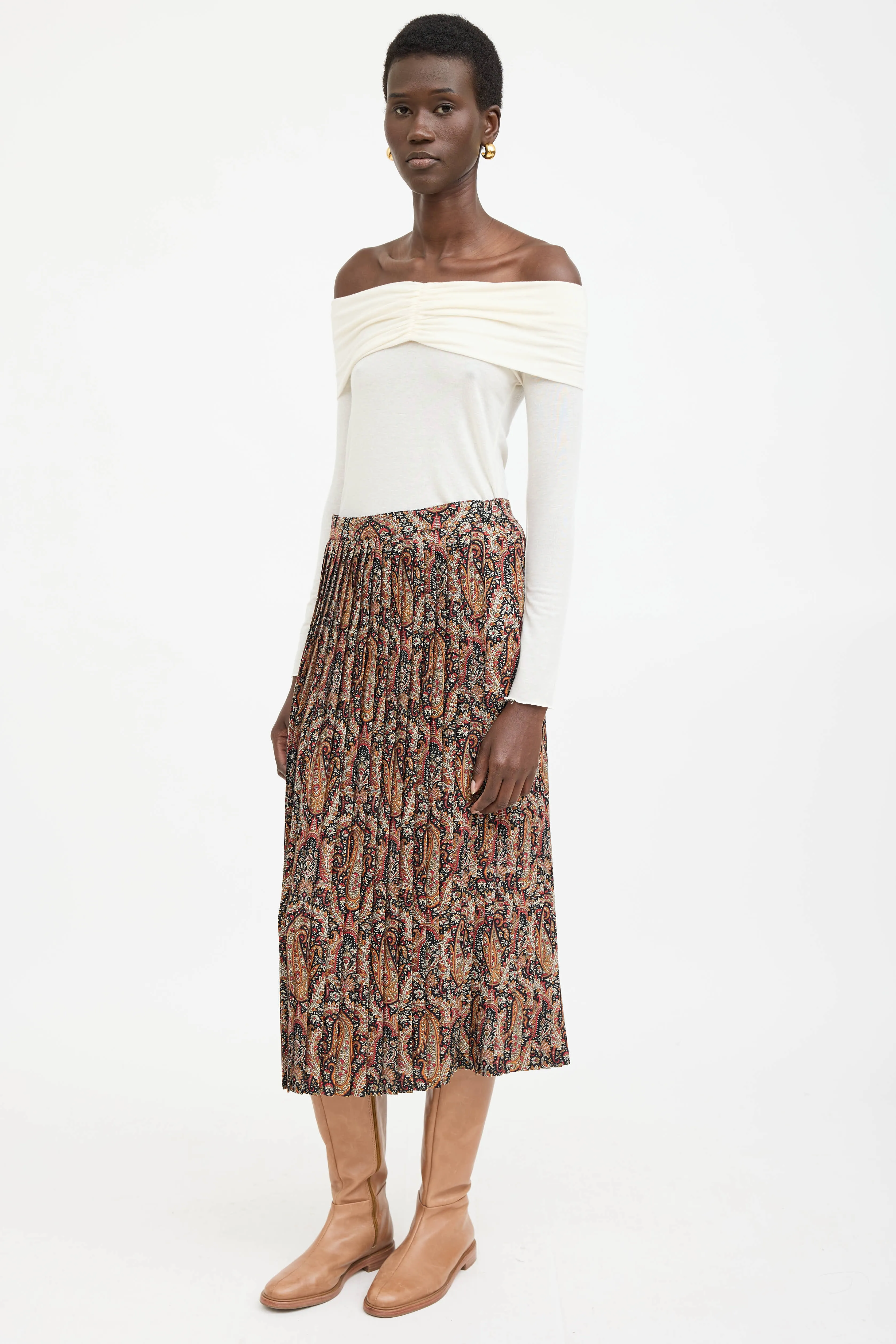 Wool Paisley Pleated Skirt sold by VSP Consignment product image thumbnail 5