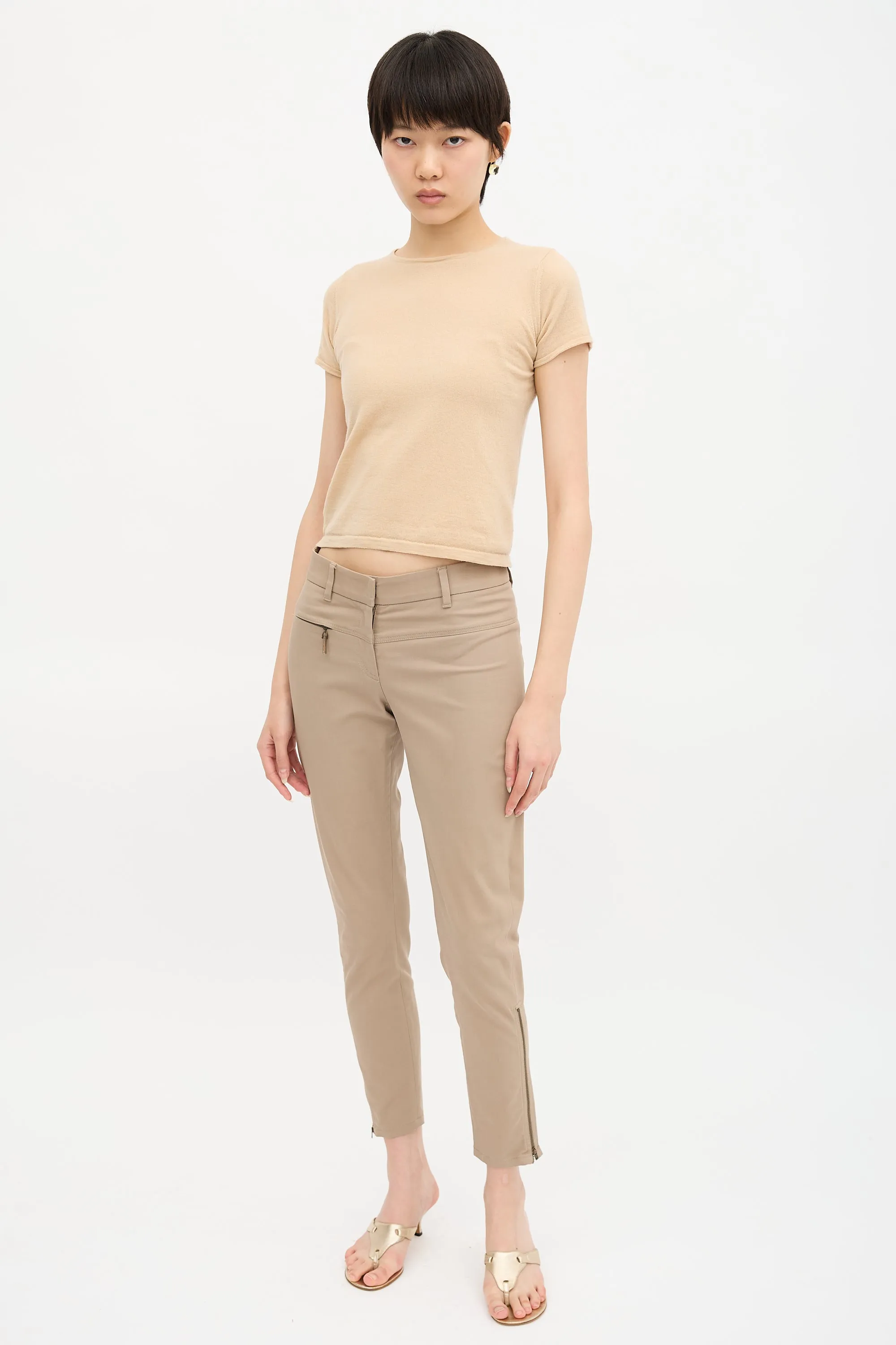 Cropped Slim Leg Zip Trouser sold by VSP Consignment product image thumbnail 2