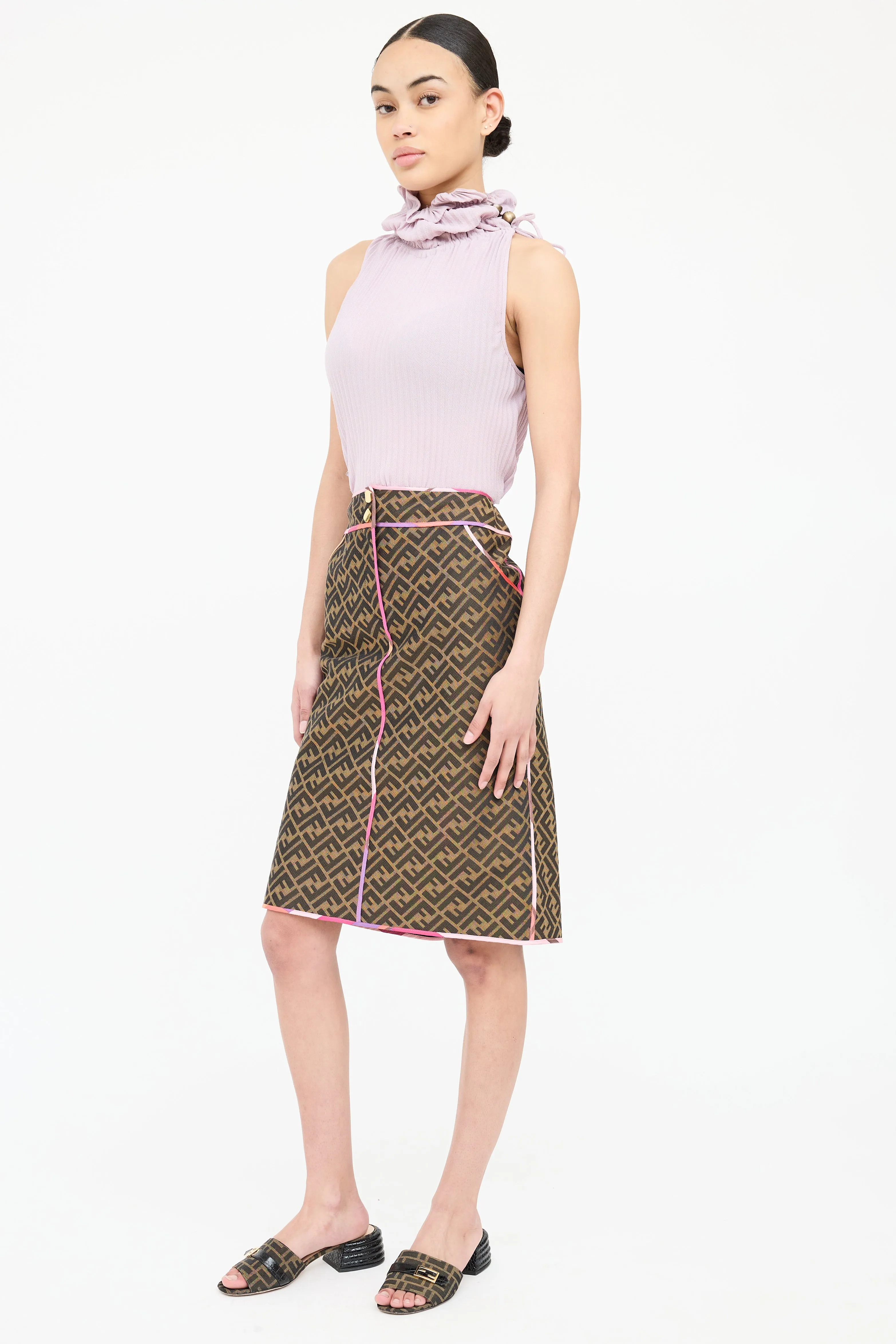 2000 FF Piped Midi Skirt sold by VSP Consignment product image thumbnail 2