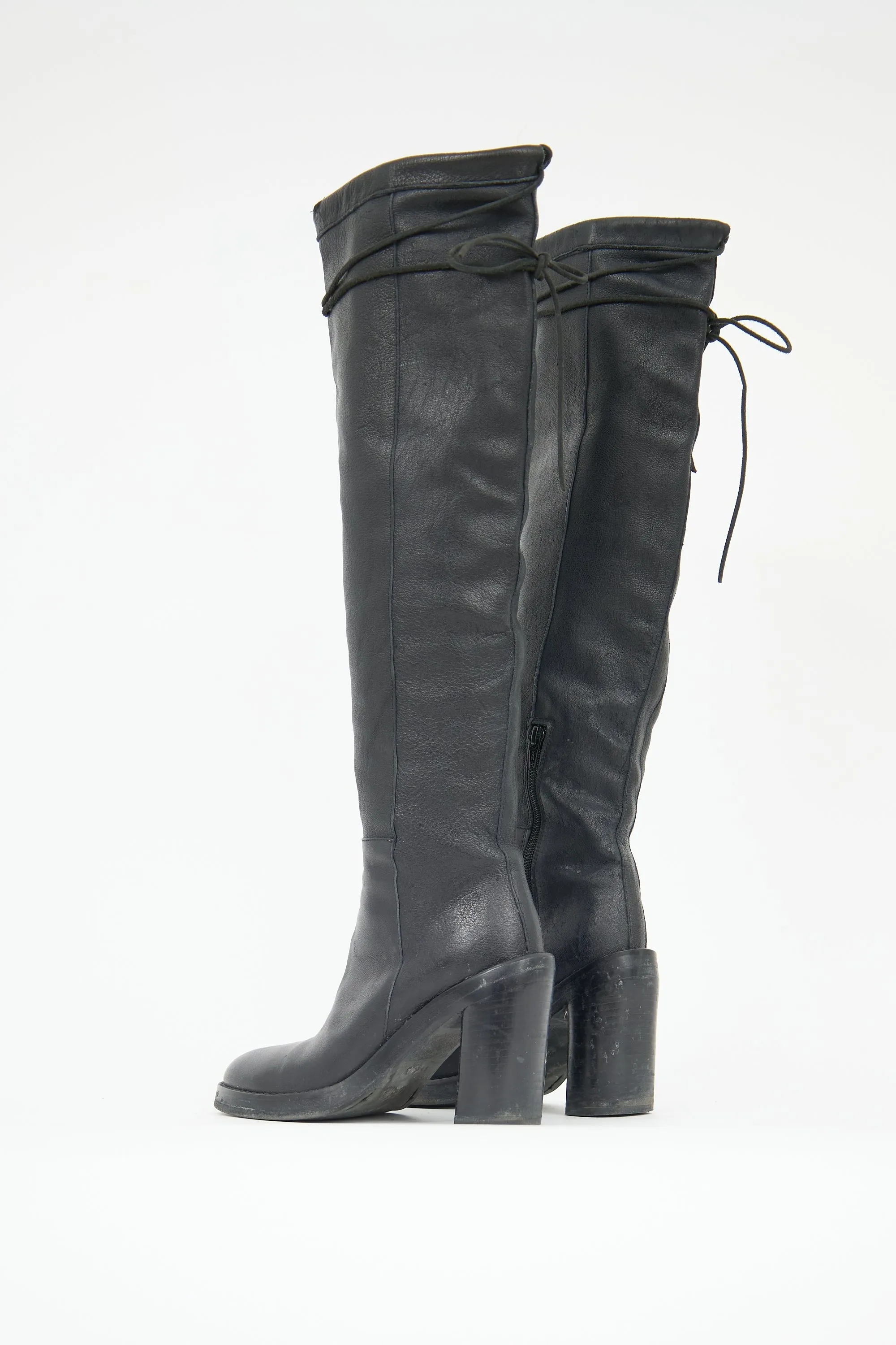 Leather Over The Knee Tie Boot sold by VSP Consignment product image thumbnail 4