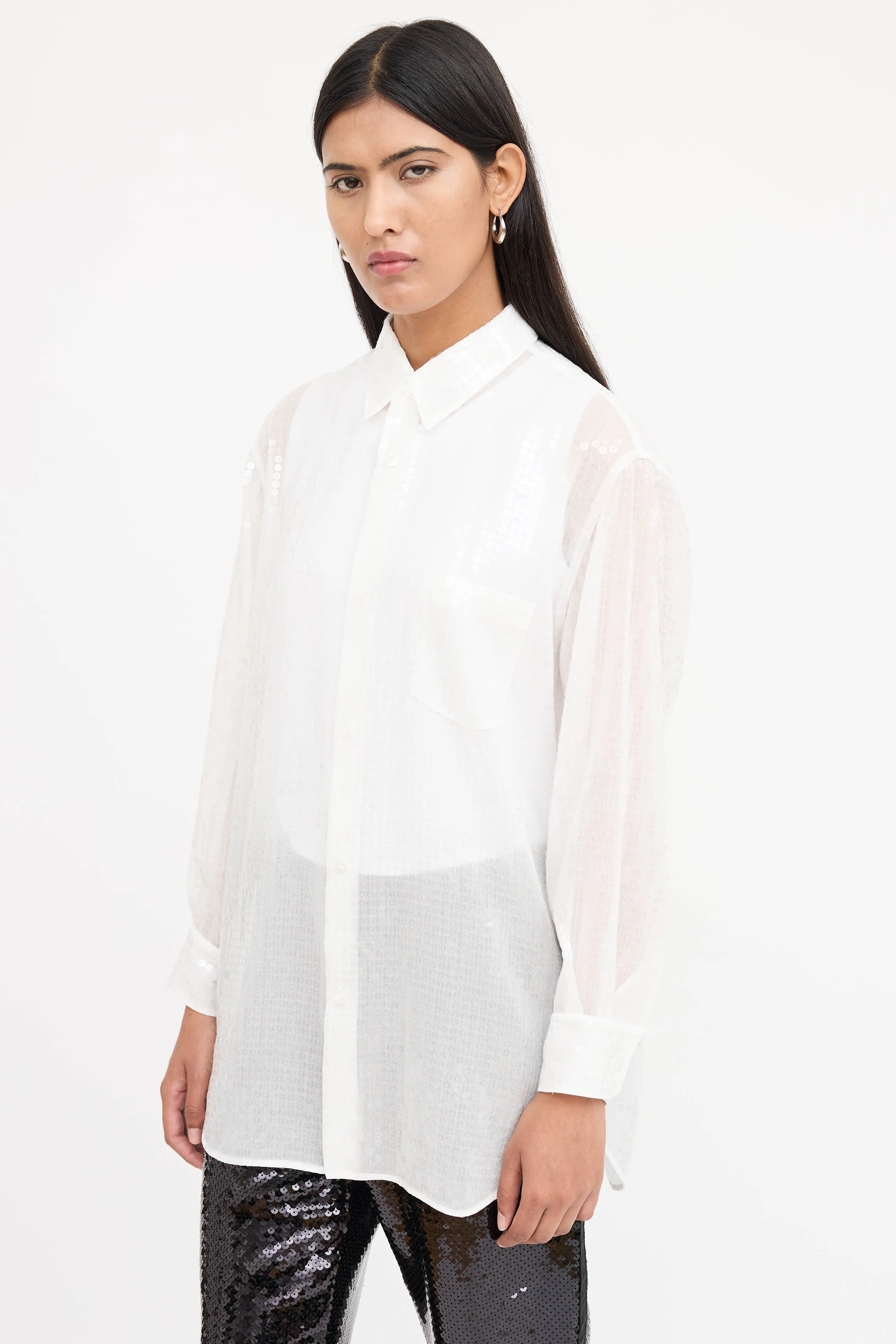 Sequin Button Up Shirt sold by VSP Consignment product image thumbnail 3