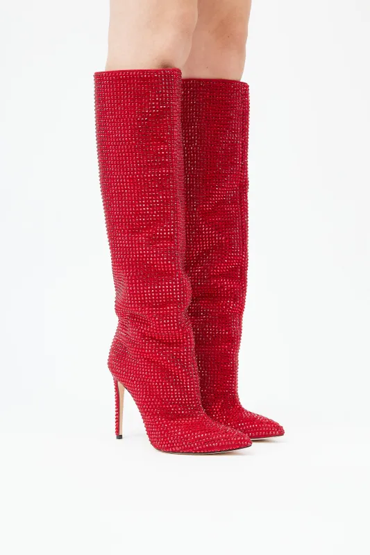 Crystal Embellished Knee High Boot sold by VSP Consignment