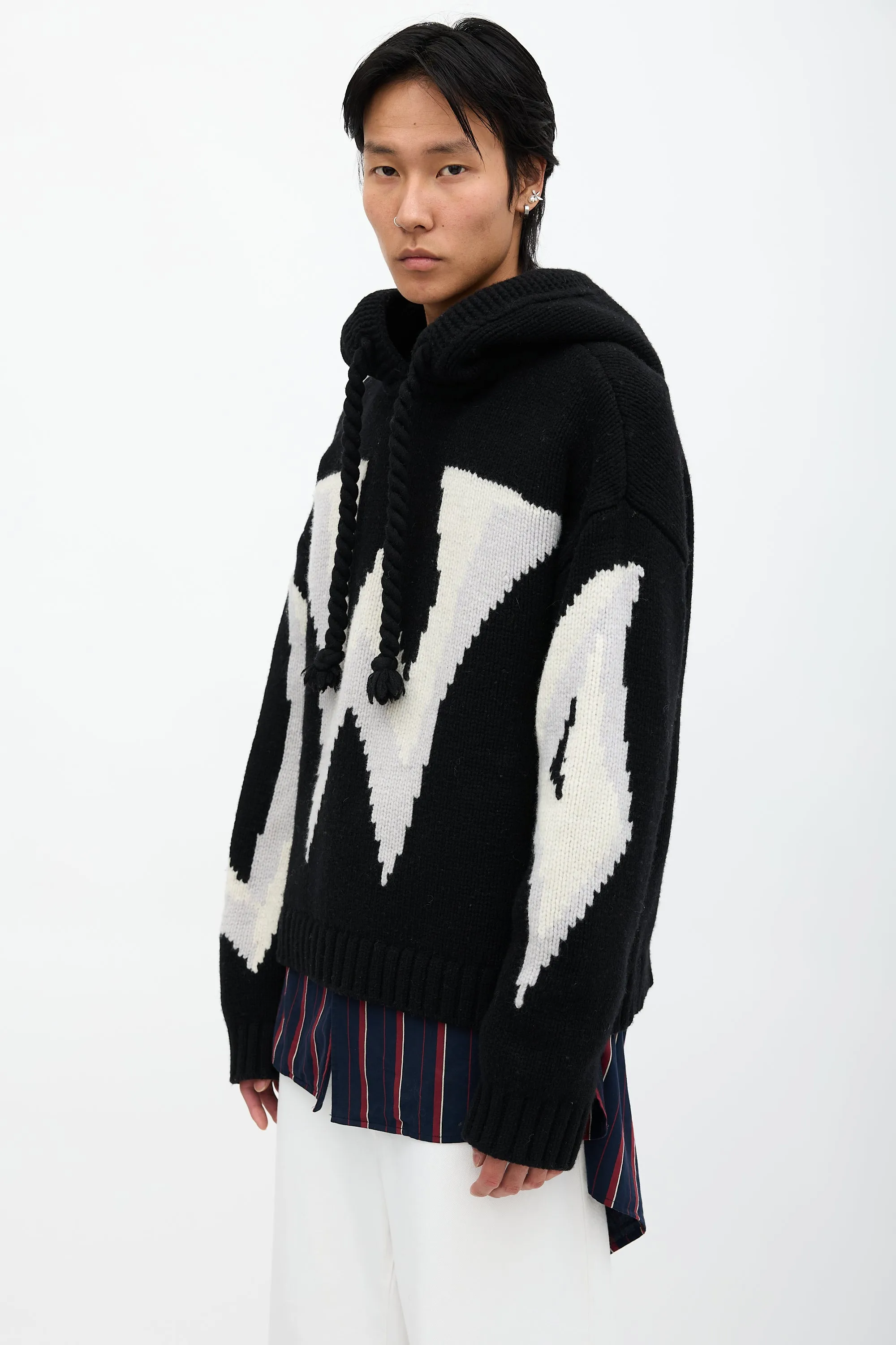 Intarsia Gothic Logo Hoodie sold by VSP Consignment product image thumbnail 3