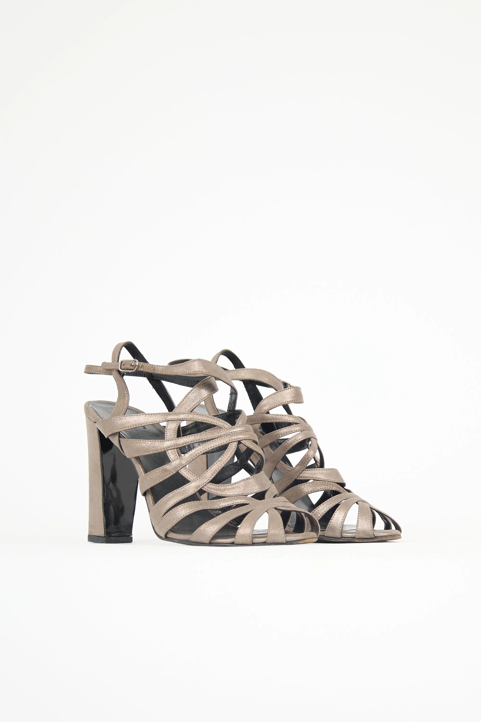 Metallic Suede Caged Sandal sold by VSP Consignment product image thumbnail 2